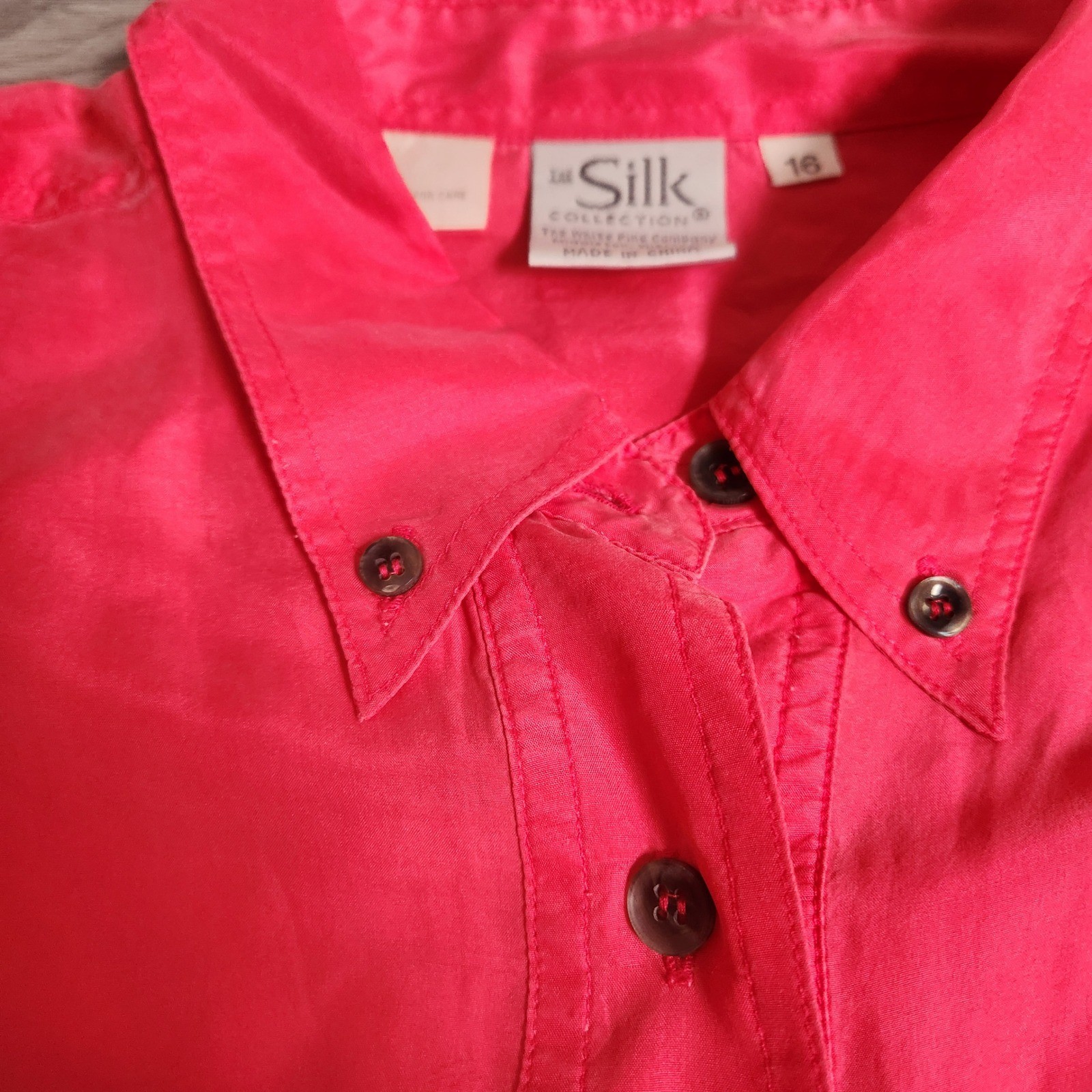 Vintage The Silk Collection Button Front Shirt Pink Size 16 Delicate Lightweight