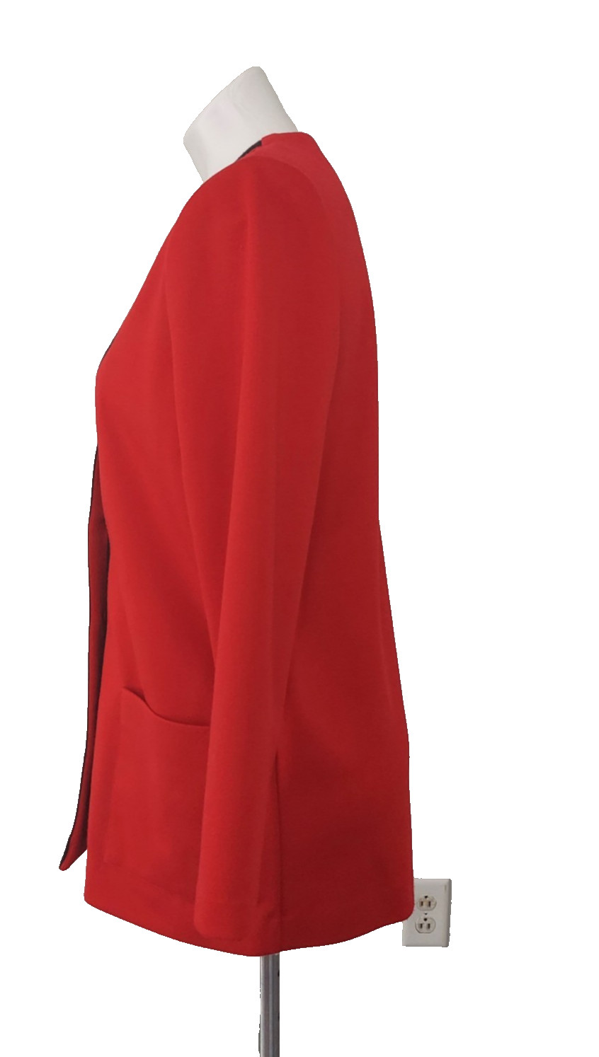 Vintage 80s Leslie Fay Power Suit Blazer Red Black Trim Gold Buttons Women’s 8