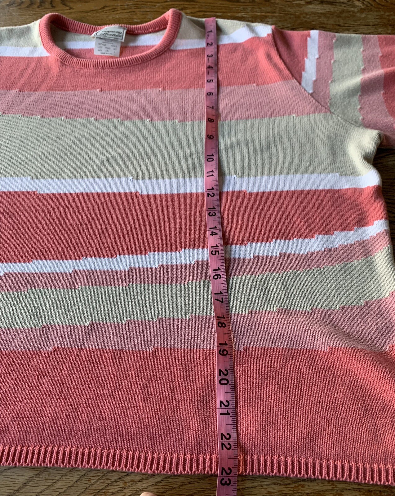 Vintage Company Collection 1X Womens Knit Assymetrical Stripes Melon Corals