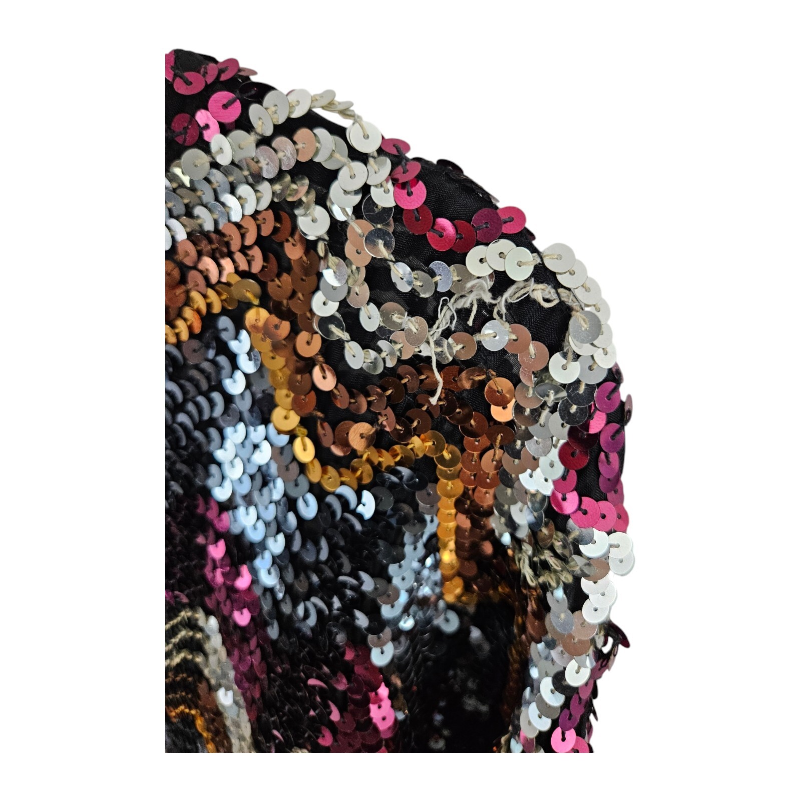 1970’s Disco Sequin Blouse Top Shirt Zig Zag Size 10 Mob Wife Glam Party Vintage