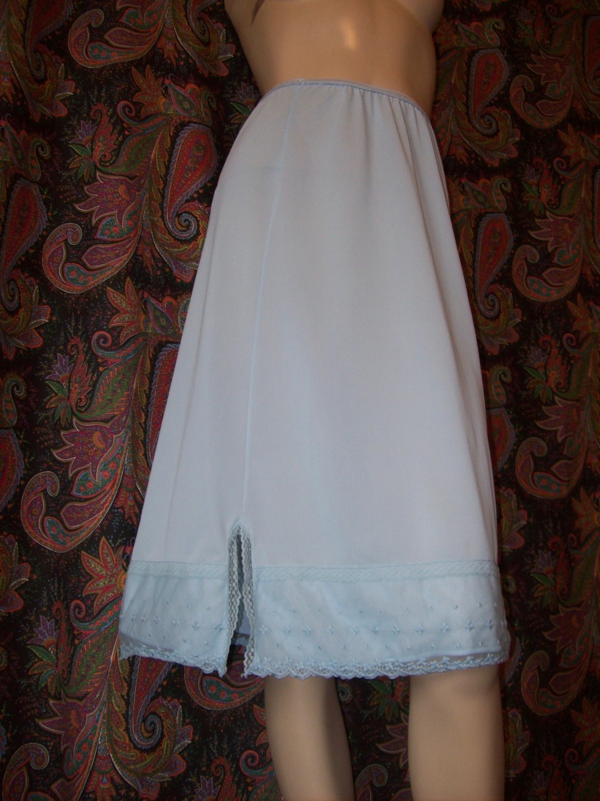 Vintage Pandora Blue Lacy Nylon Half Slip Lingerie M