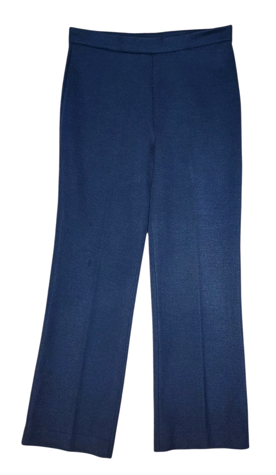 Vintage 70s Ecco Bay Pants Women’s Medium M Blue Ankle Trouser Wide Leg Knit USA
