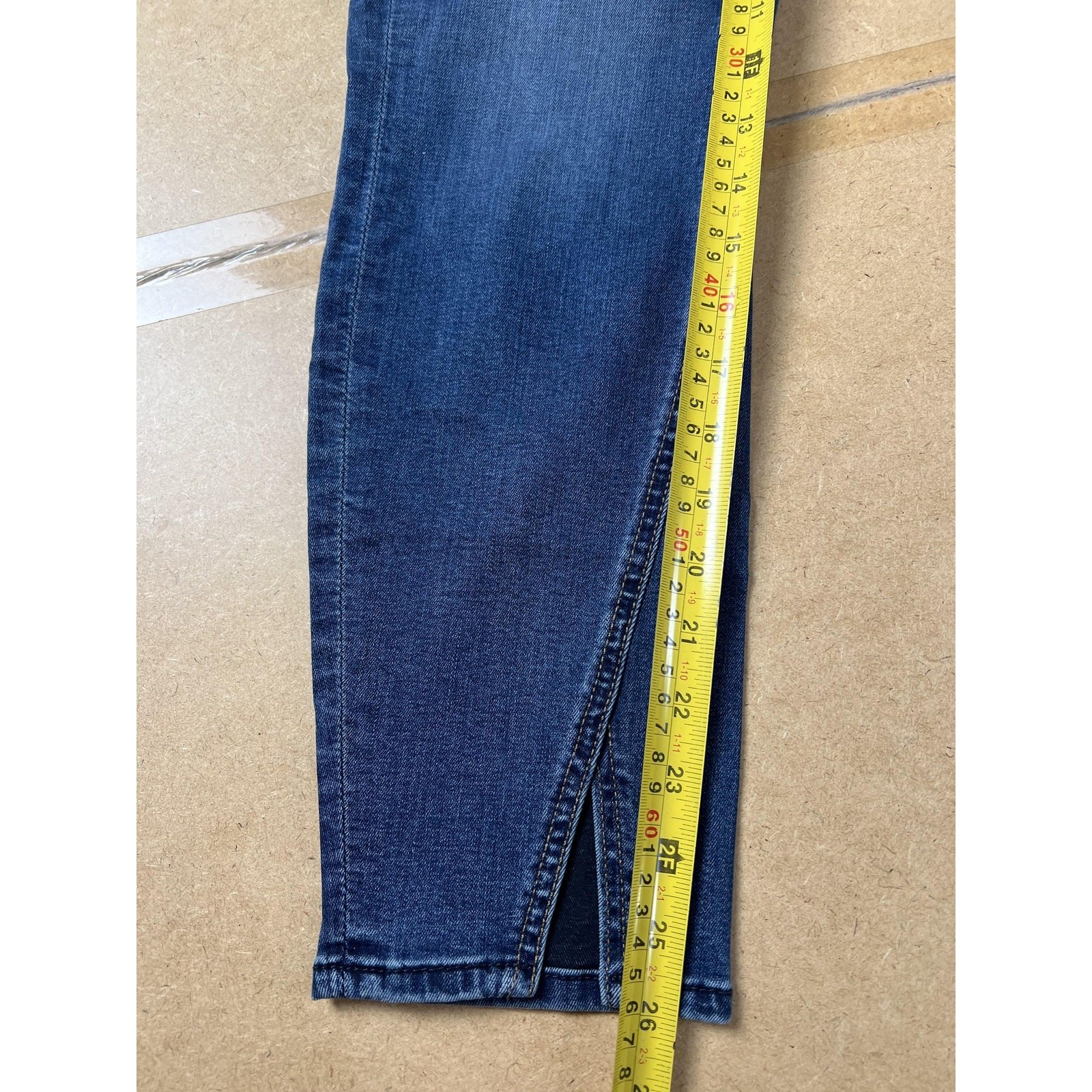 7 For All Mankind Jeans Womens 30 Blue Slim Skinny Ankle Split Hem Denim