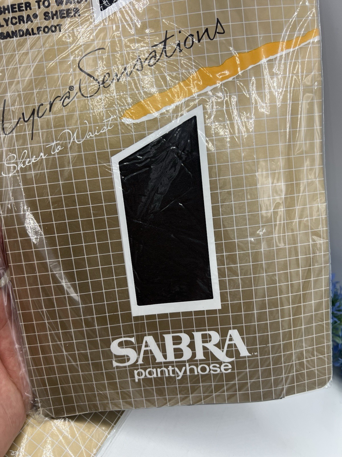 2Vtg Sabra Lycra Sensation Sheer To Waist Pantyhose Off Black Size B 125-160 Lbs