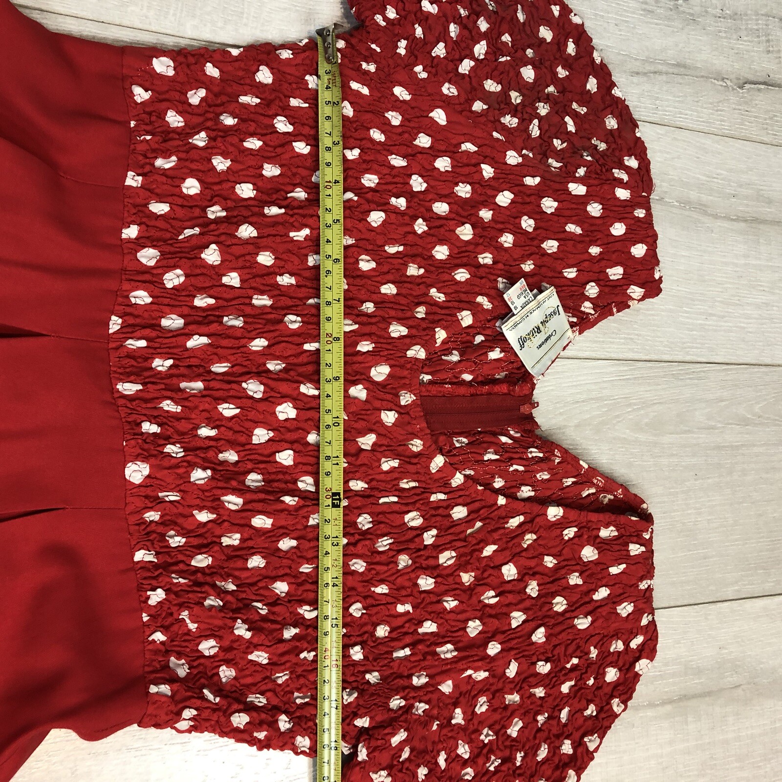 Vtg CREATIONS JOSEPH RIBKOFF red white dots Romper Dress ,shorts – Size 10