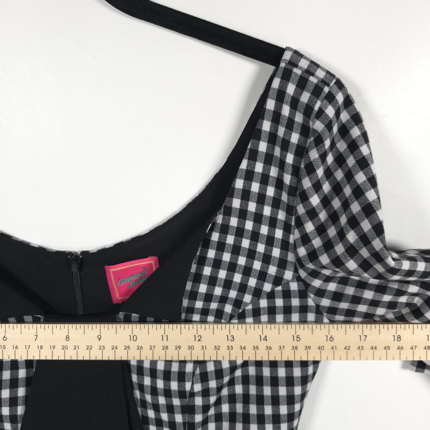 GLAMOUR BUNNY Jacky 60s Jacky Pencil Dress Gingham Back Slit Chic Bow Size XS