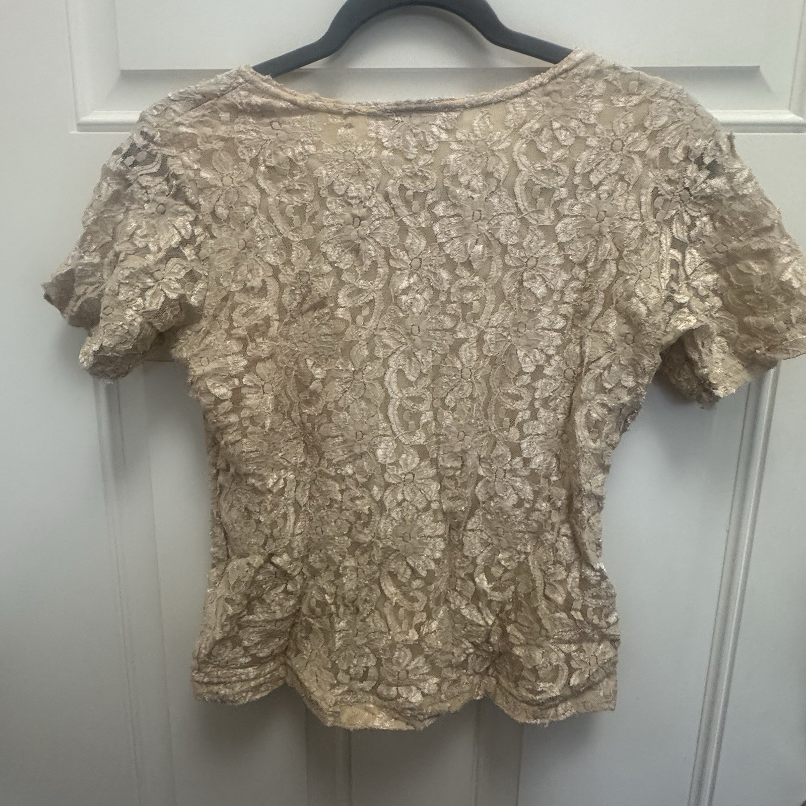 Vintage Mesh Lace Blouse Impressions Of California Sz S Cream Tan Elegant Floral