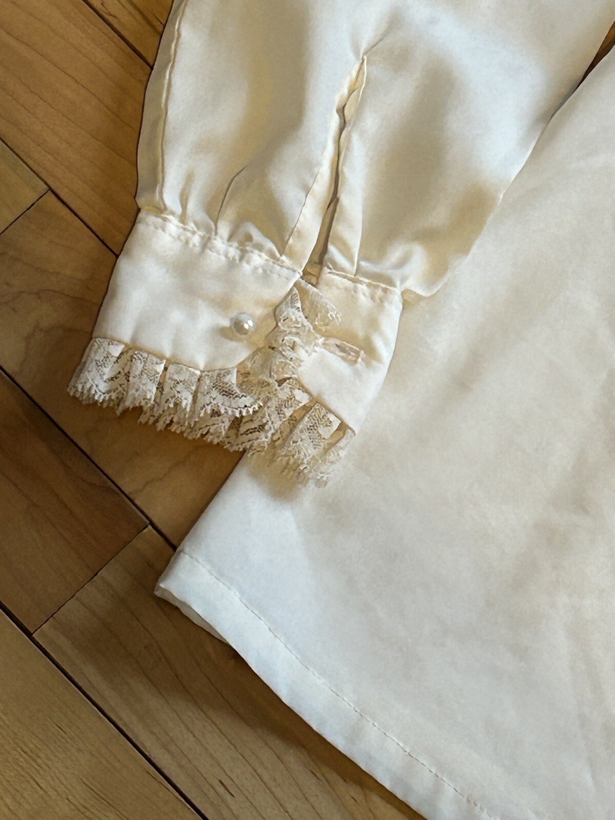 vintage sears jr bazaar 70s Button Down Shirt Ivory Secretary Geek Cottage