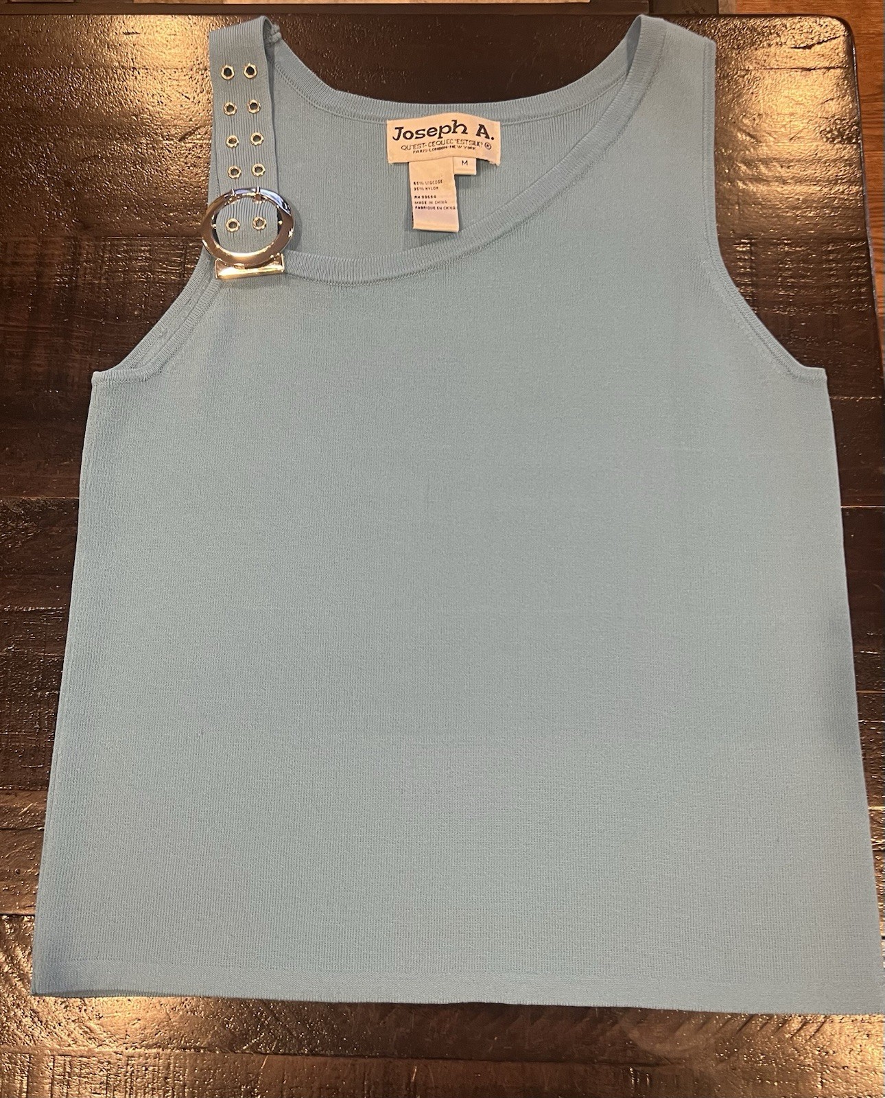 Vintage Joseph A Paris London New York Top Baby Blue W/silver Buckle Sz M