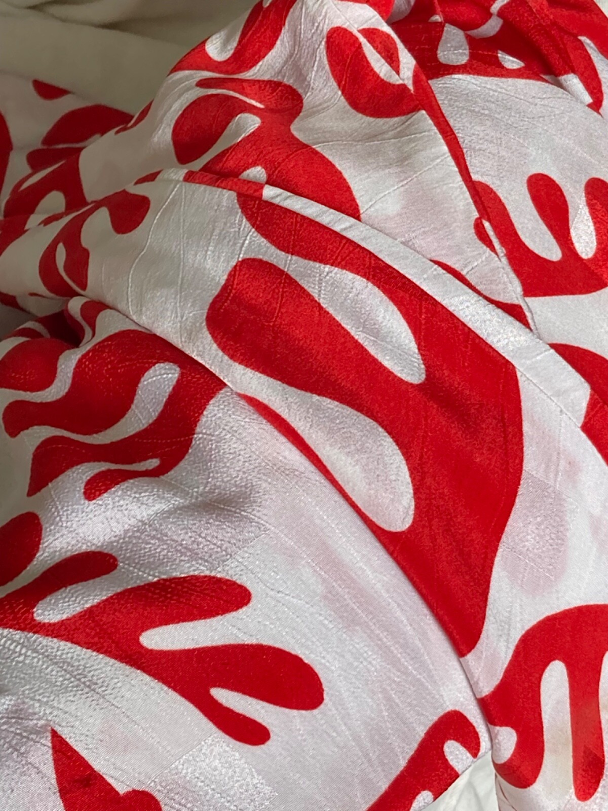 Vtg 80s Billy Jack For Her White & Red Amoeba Midi Dress Wiggle Peplum S 32 Retr
