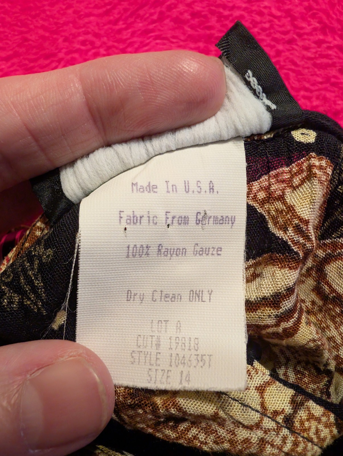 VTG Carole Little Rayon Gauze Floral Blouse 14 Made In USA German Fabric 80s 90s