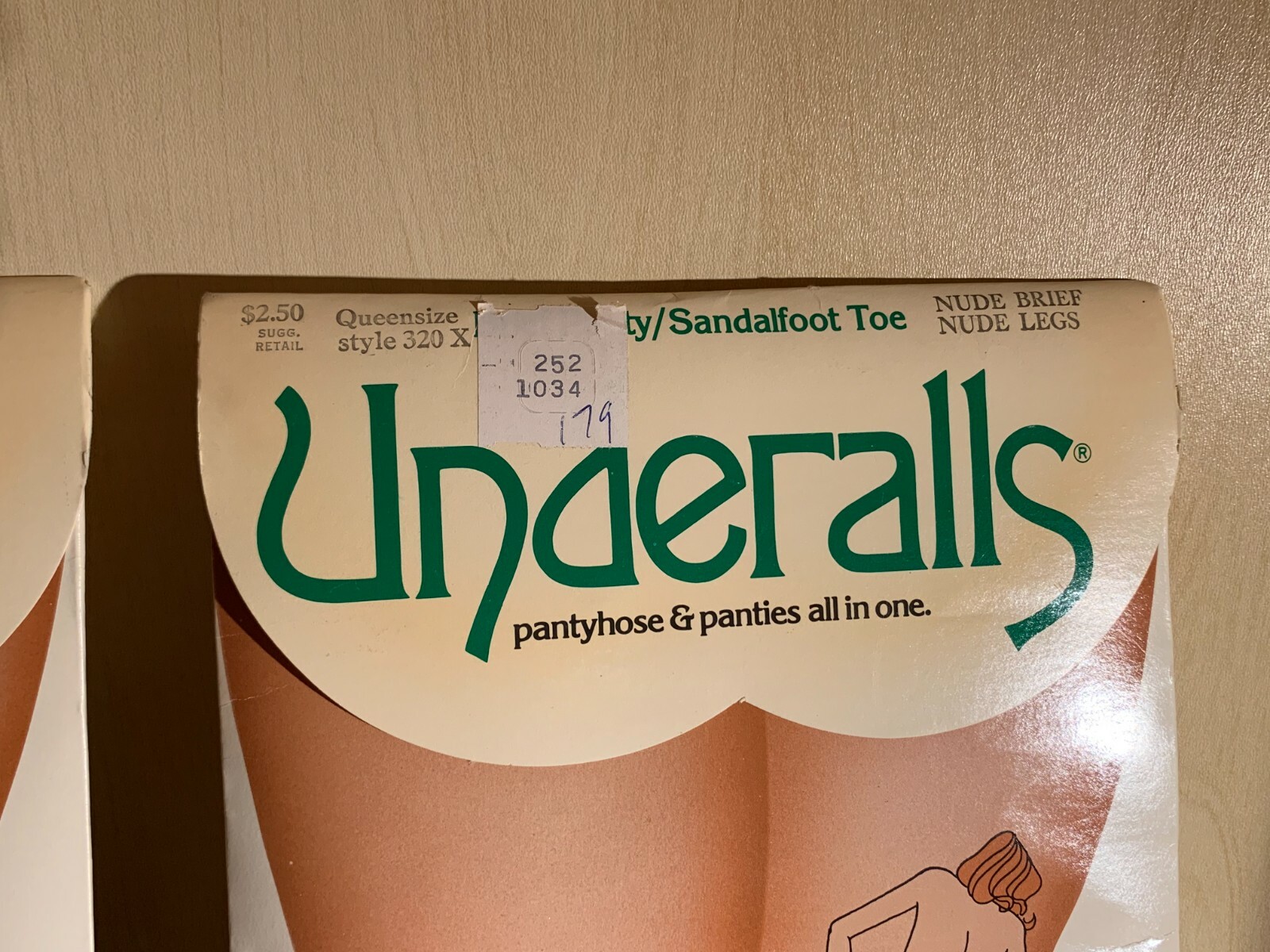 2 Pairs Vintage Underalls Pantyhose & Panties in One Queensize Nude Color Sealed