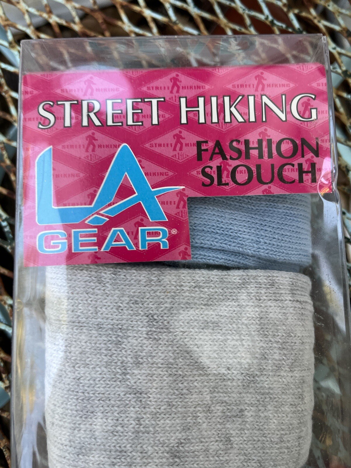 LA Gear Street Hiking Fashion Slouch Socks 3 Pr Black Blue Heather Gray Vtg 90s