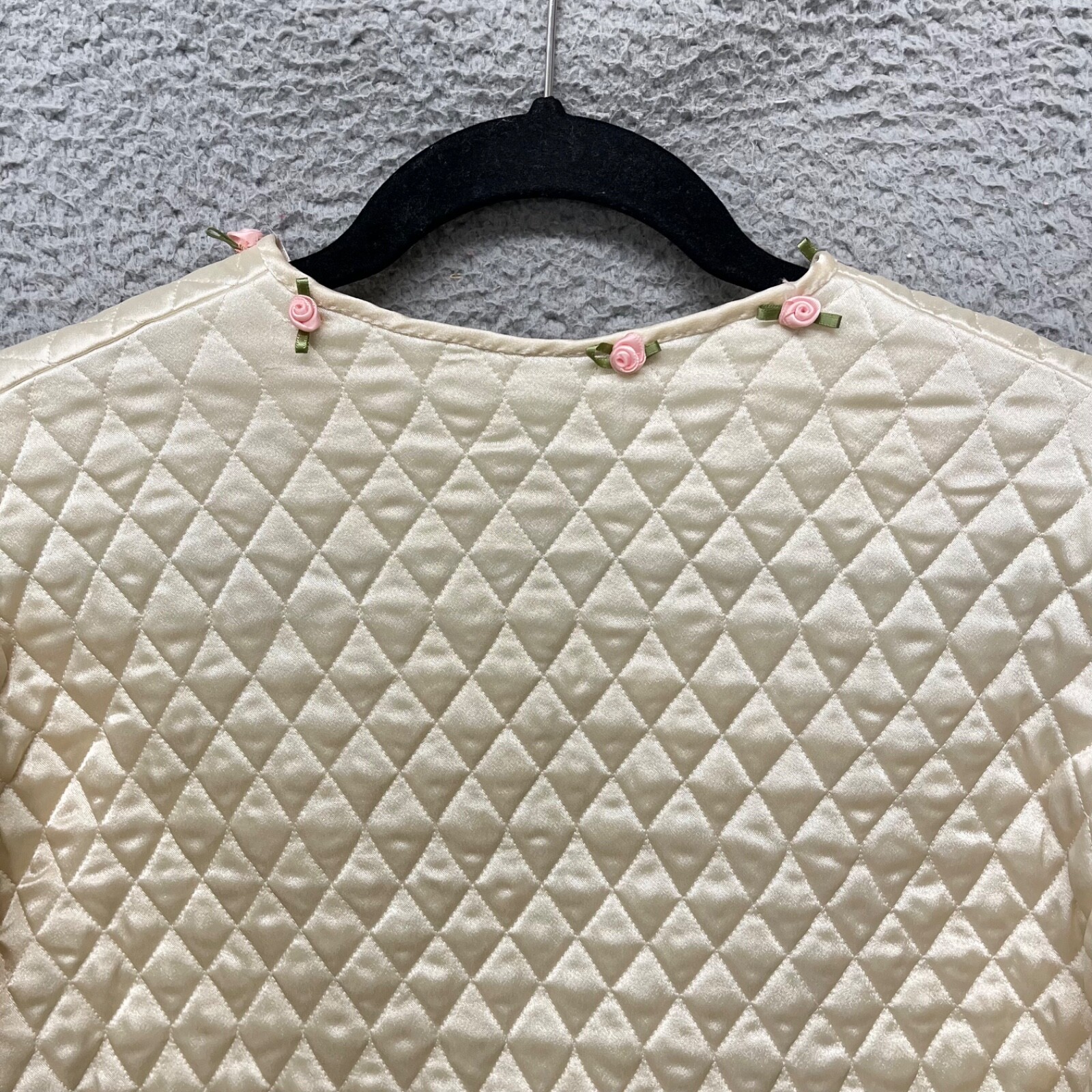 Papillon Paula Carbone Satin Jacket Womens Petite Ivory Quilted House Jacket