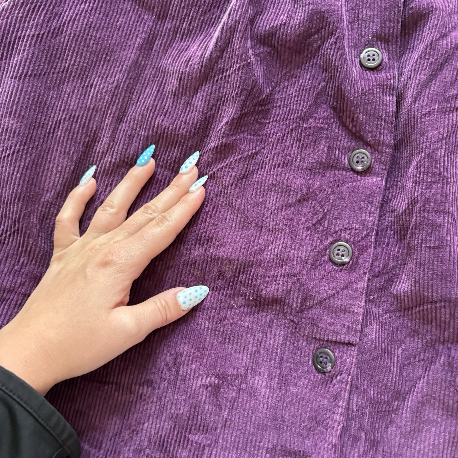 Vintage 80s Purple Corduroy Button Front Midi Skirt Womens 18 100% Cotton Retro