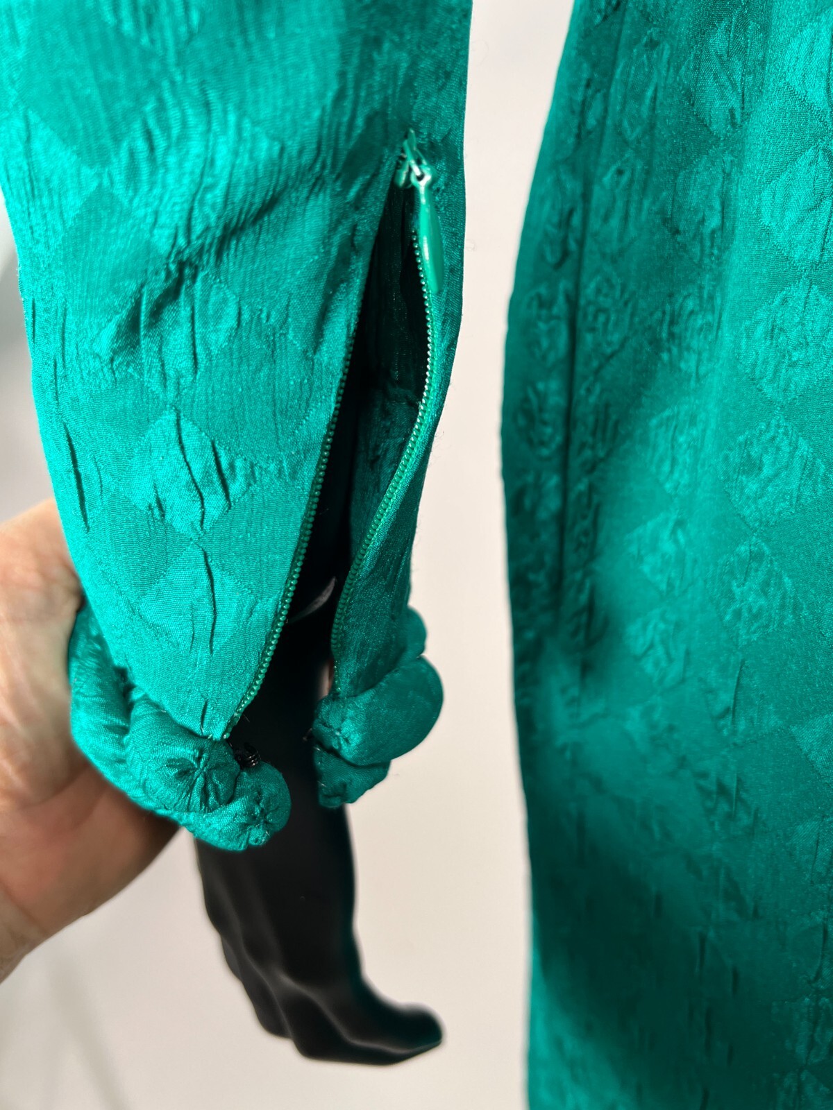 Vintage 1980’s Stanley Platos Green Silk Braided Dress