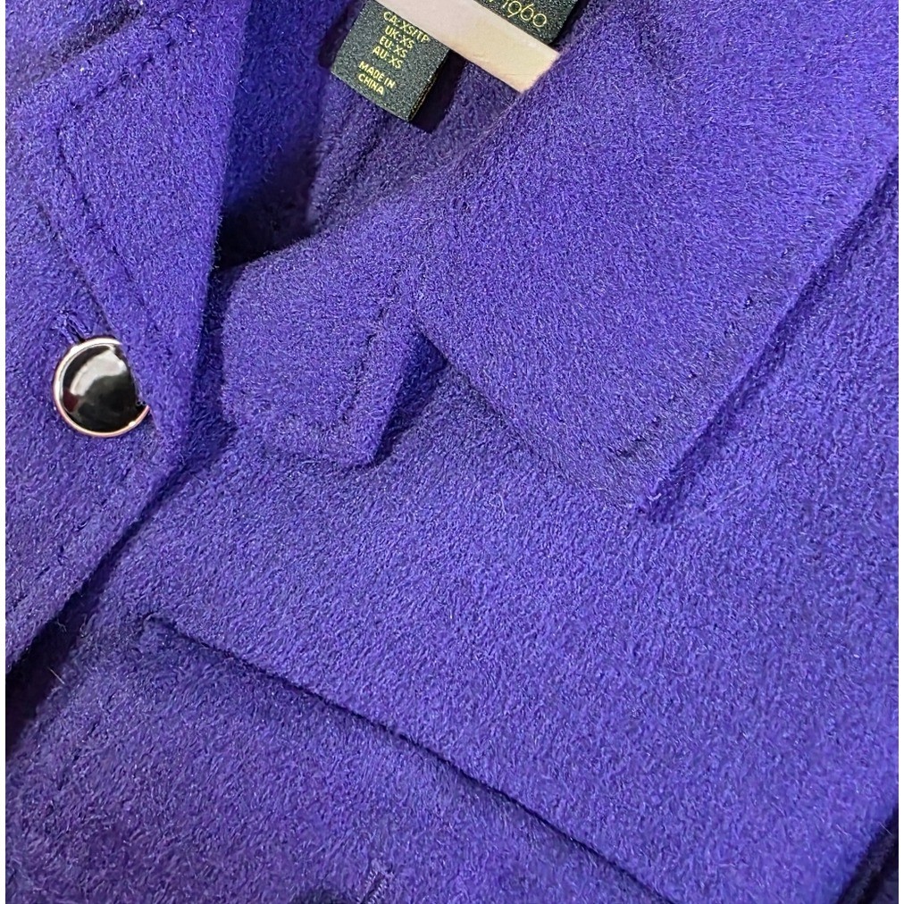House of Harlow 1960 Retro Purple Wool Jacket Coat Sz XS