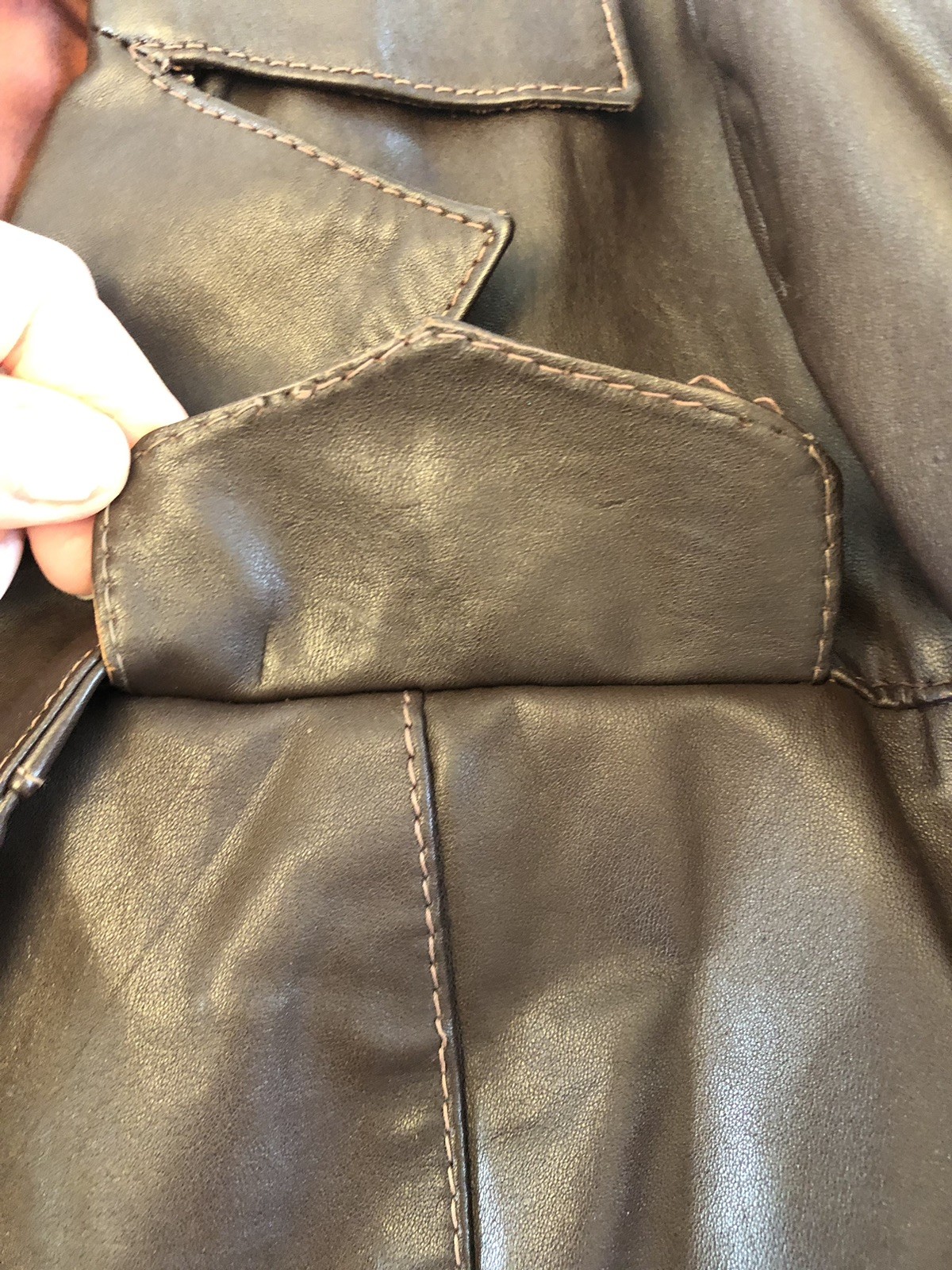 Vintage 1970s LEARSI Leather Jacket Size 14/Small Brown Cool Fashion Button GUC