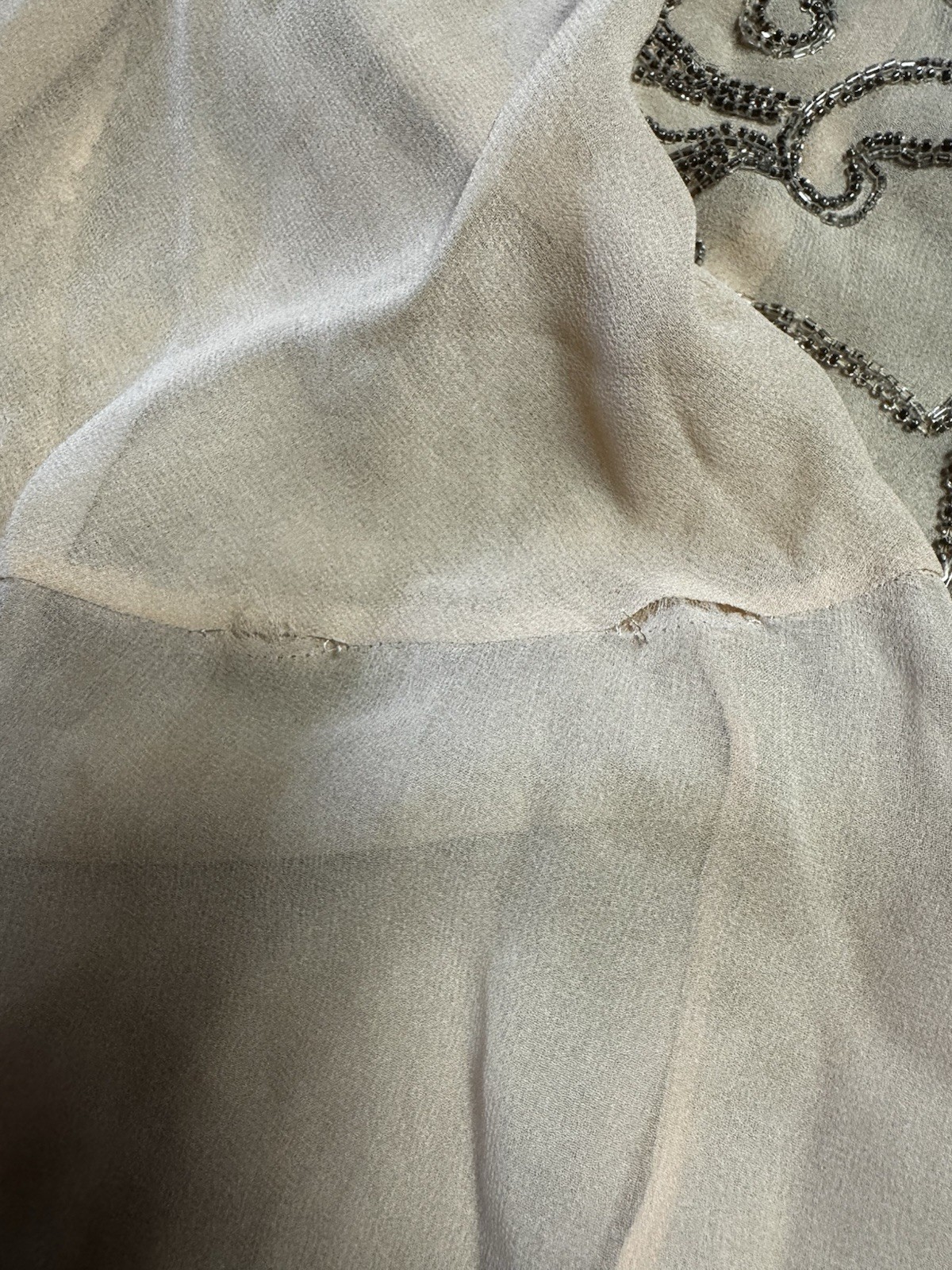 Authentic 1920s Beaded Silk Chiffon Dress – Art Deco – Double Sided Beading