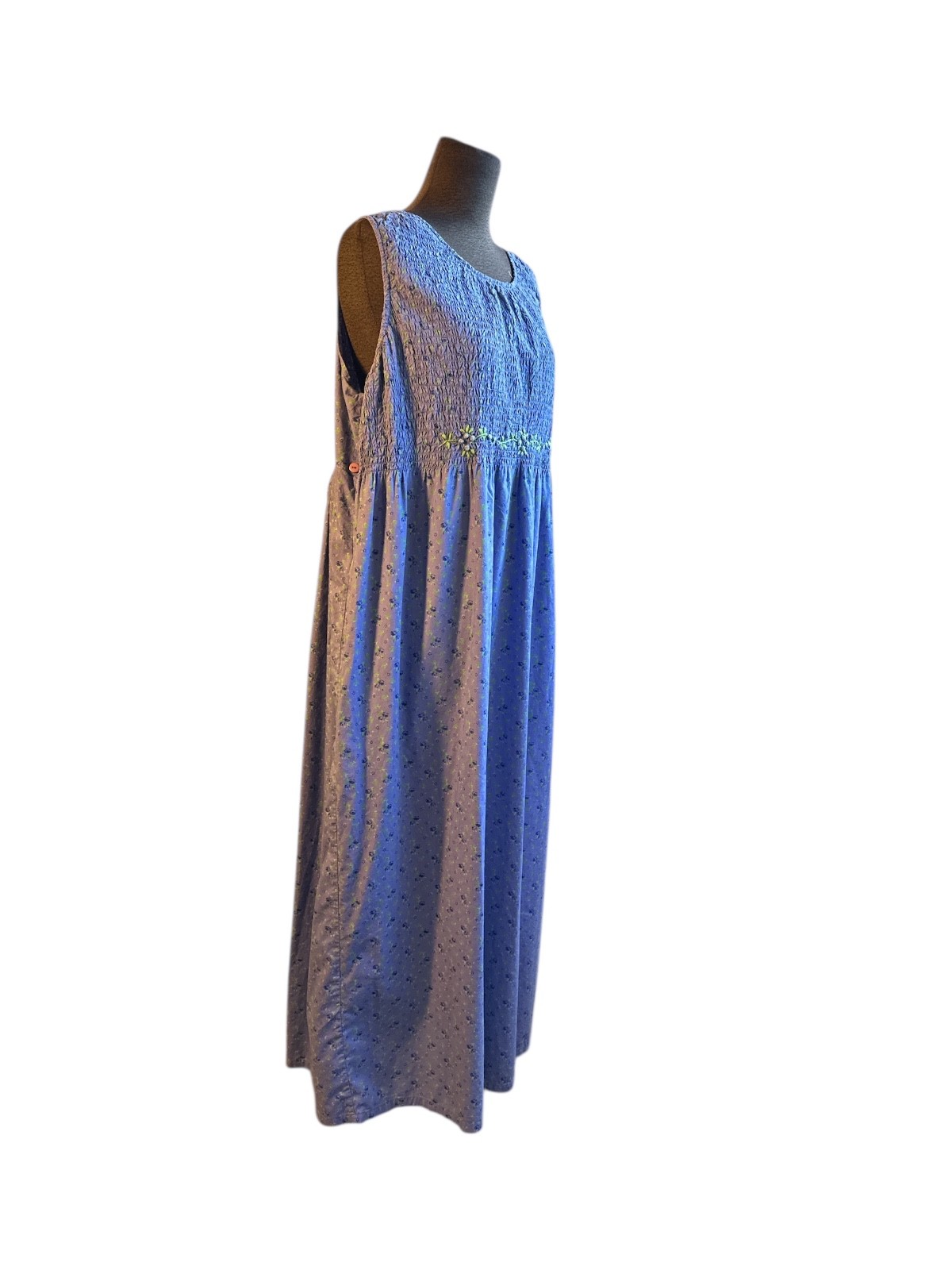 VTG 90s Y2K Pudding Shop Garden Cottage Core Prarie Jumper Maxi Dress 4 Pockets