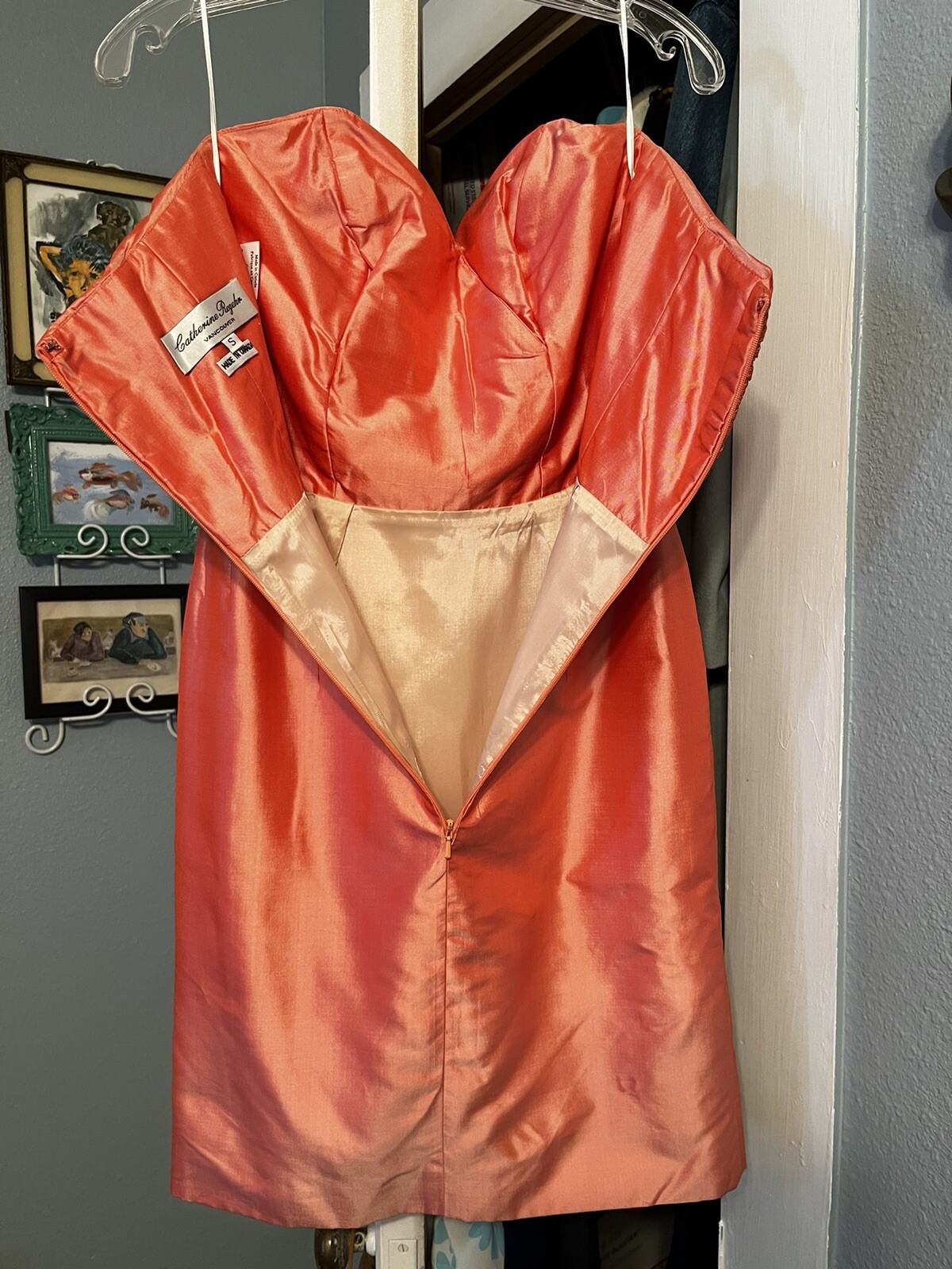 Vintage Catherine Regehr 2 Piece Silk Strapless Dress With Jacket
