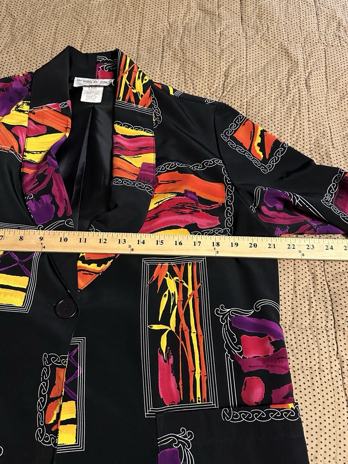 Brown Stone Studio Vtg Blazer Jacket Abstract Artsy 80s Sz Medium Office Party