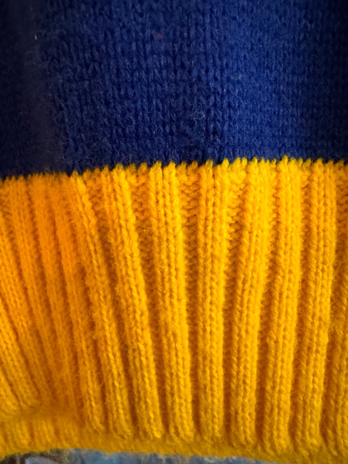 Vintage Dehen Cheerleading Sweater, Size Medium, Royal Blue, Gold and White