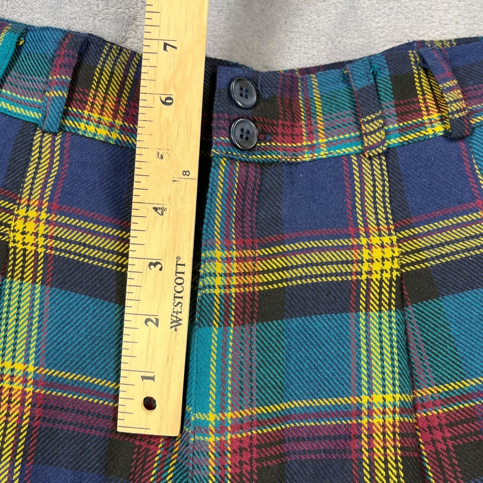 Vintage 90s Plaid Statement Bermuda Shorts 12 Multi Pleated Retro Transitional