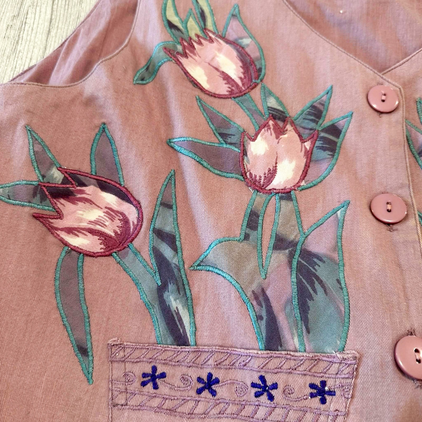 Vintage Phool 2 Piece Set Women’s L Floral Tulip Vest Skirt Boho Hippie Y2K Sz L