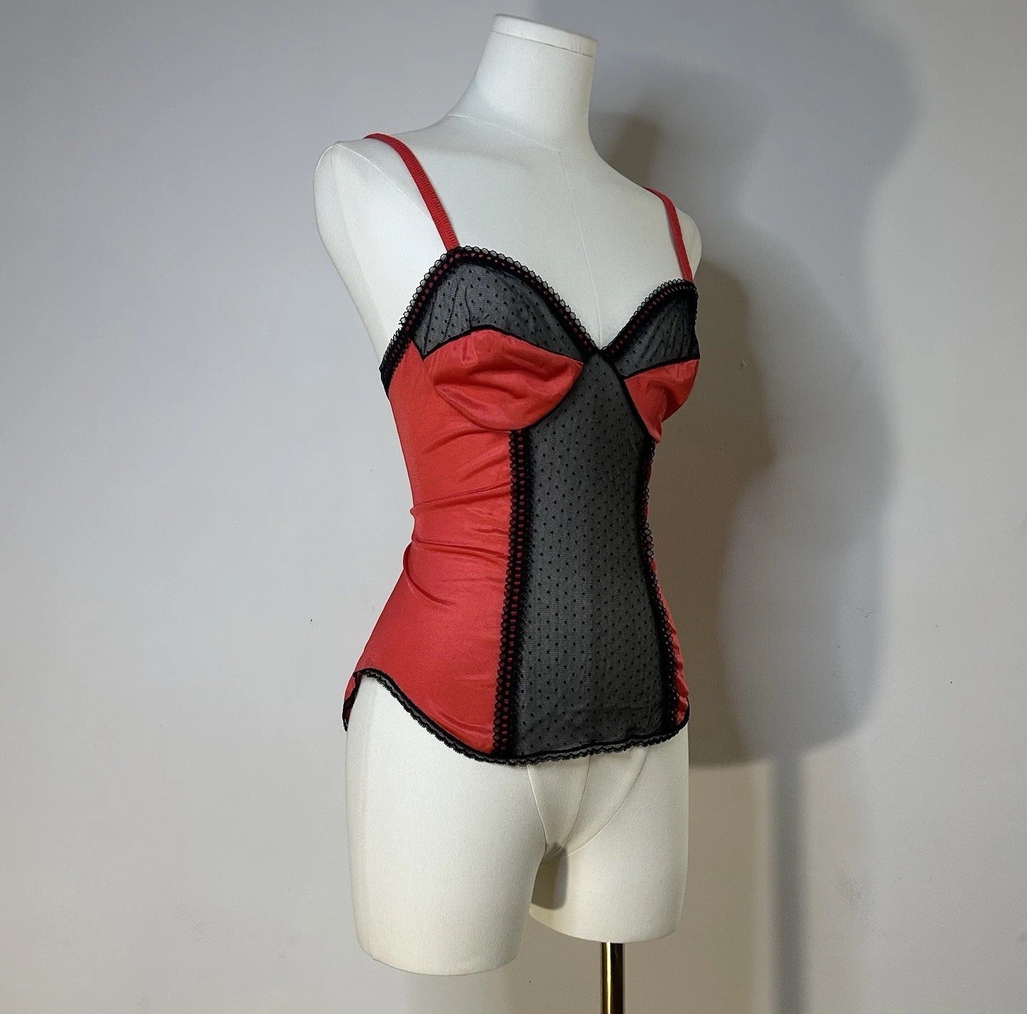 Vintage Camisole Top Alt Fairy Bimbo Whimsigoth 32-35 Inch Bust Black Red