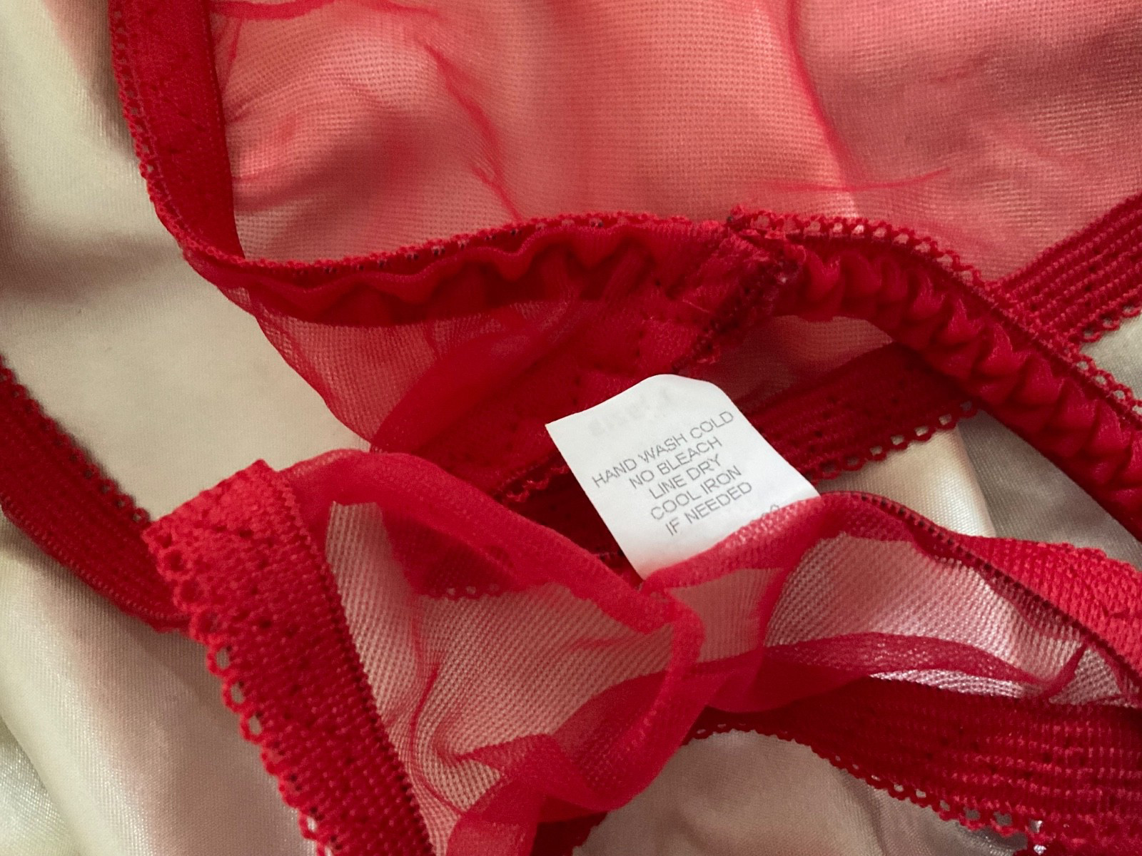 Vtg SHEER Chiffon Nylon String Bikini panties Size Large