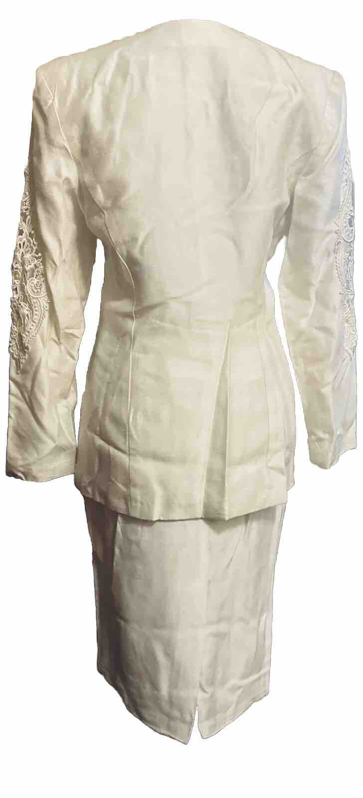 Jessica McClintock Vintage White Lace 2 Pc Wedding Formal Skirt Suit Dress Sz8