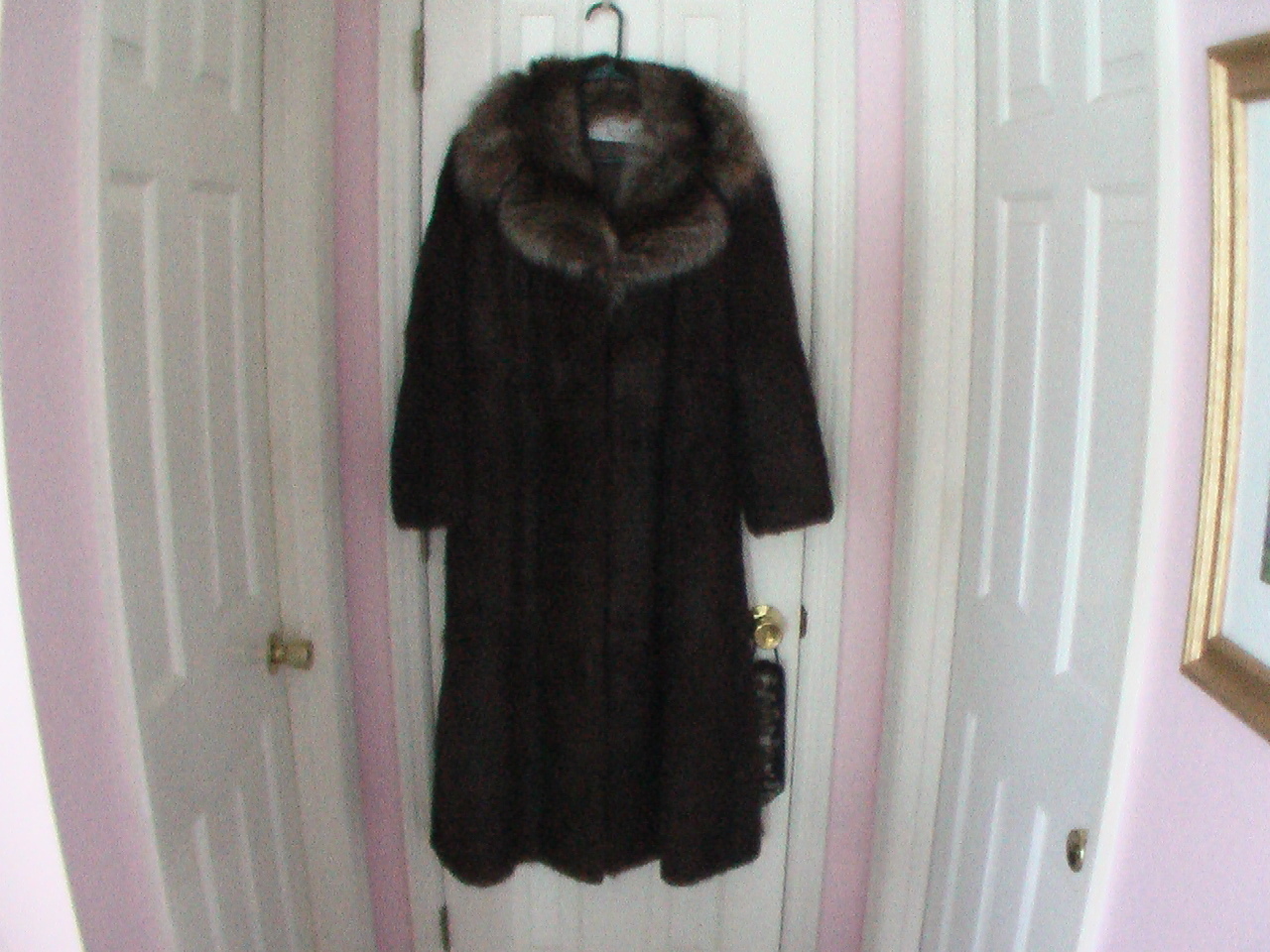 Nutria Ankle Length Ladies Fur Coat With Raccoon Collar GLAMOROUS!