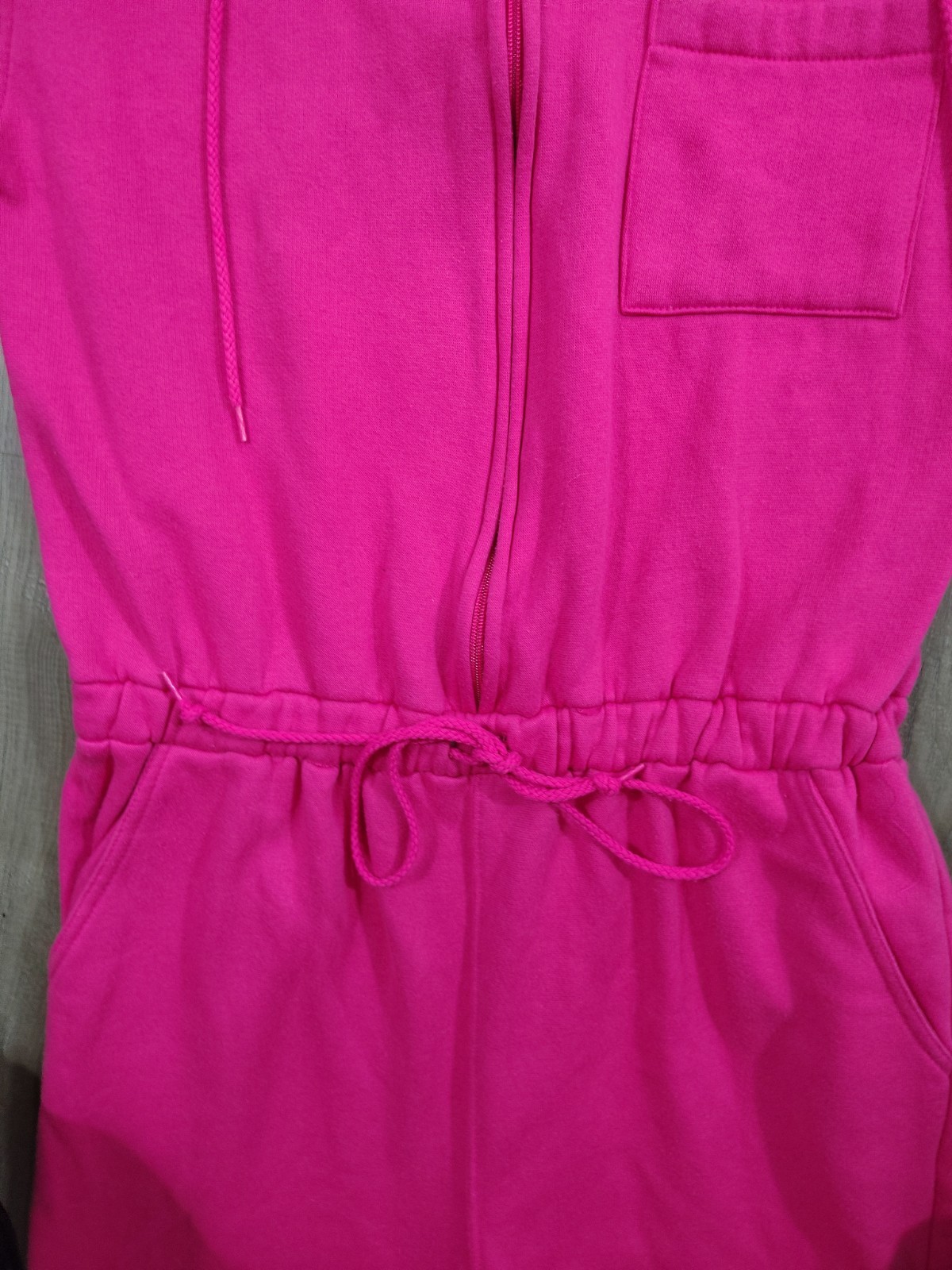 VTG 80s MacPherson Hot Pink Fleece Jumpsuit S One Piece Track Sweatsuit Flight