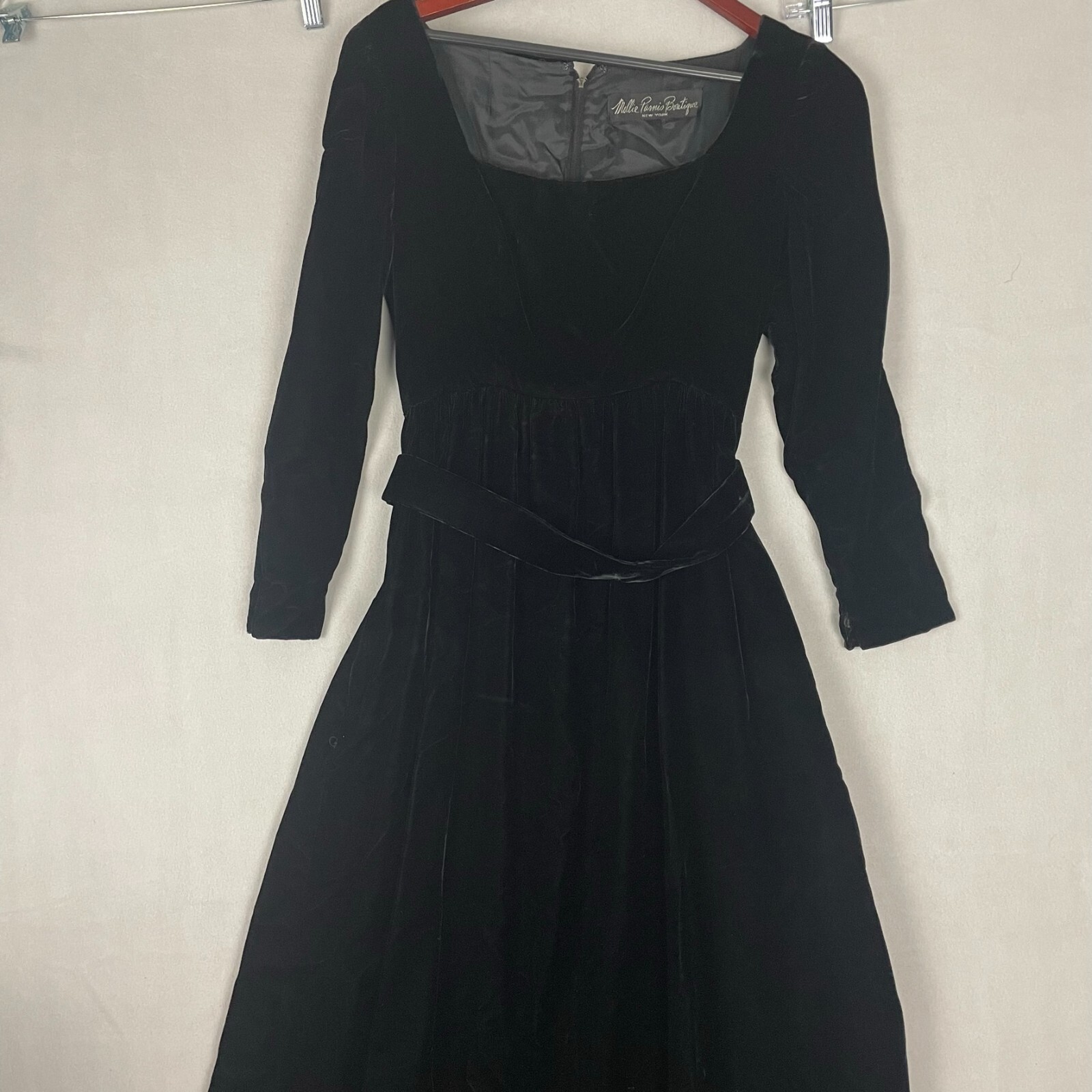 Mollie Parnis Boutique Dress Velvet Maxi Long Black Dress Check Measurements