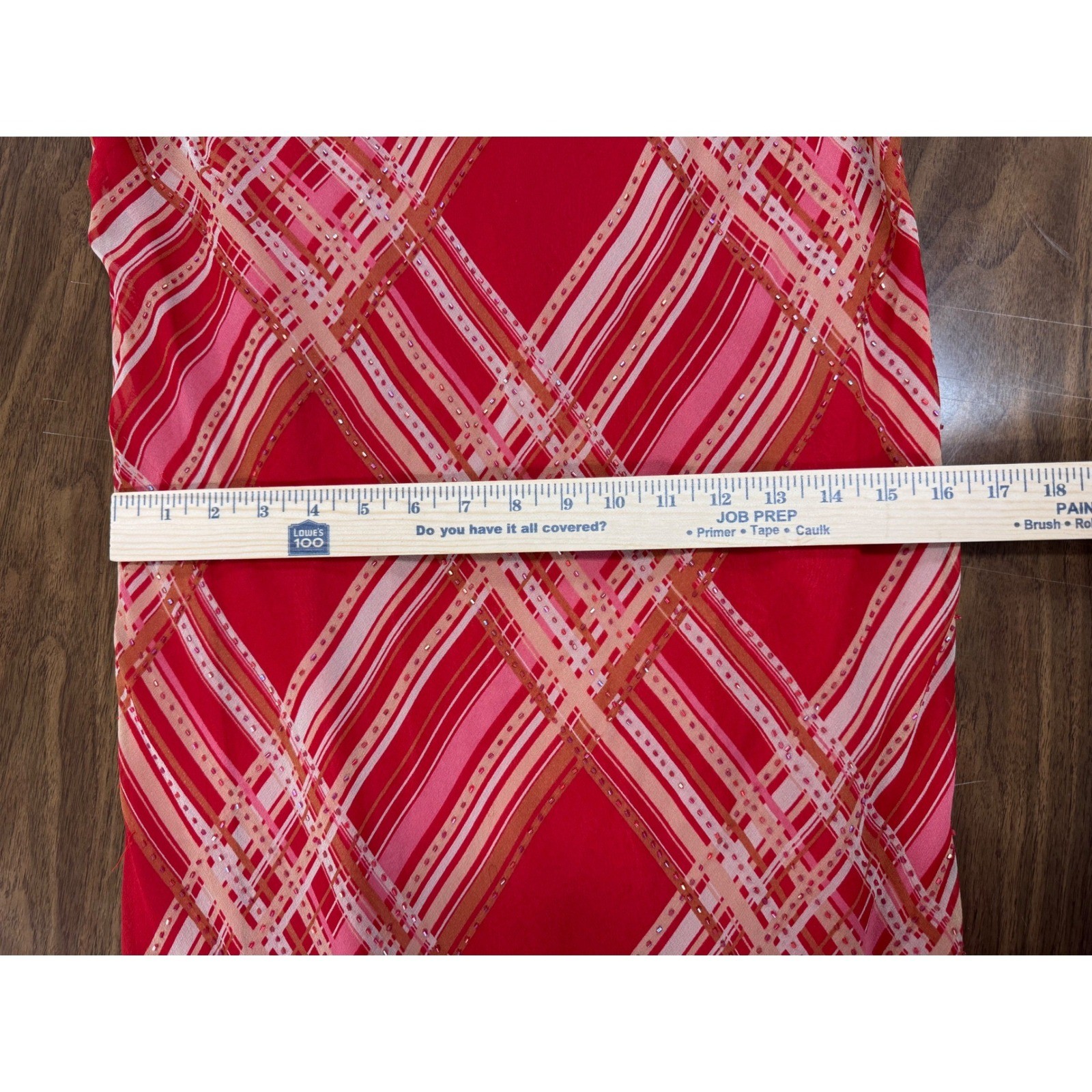 iCE Vintage 90s Y2K 100% Silk Beaded Plaid Slip Midi Dress Red Sleeveless