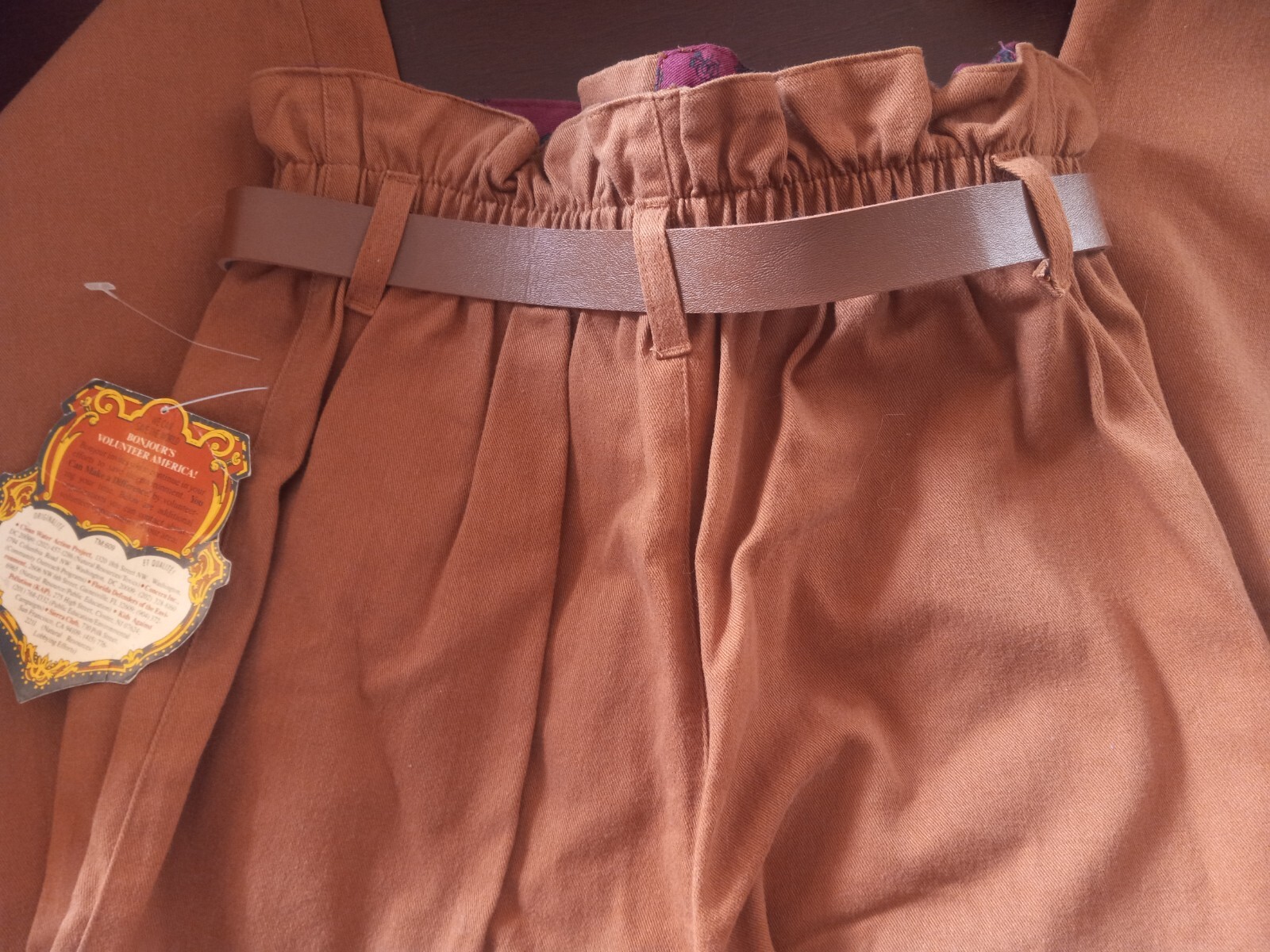 New Old Stock Vintage Bonjour Earth Tone Pants With Belt Size 5/6 NWT