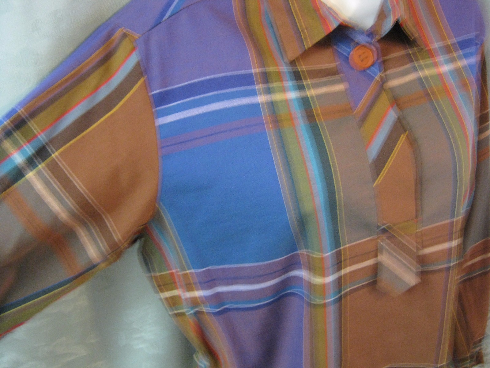 Vintage 60’s Terry Chicago Pull Over Plaid Blouse Size 14