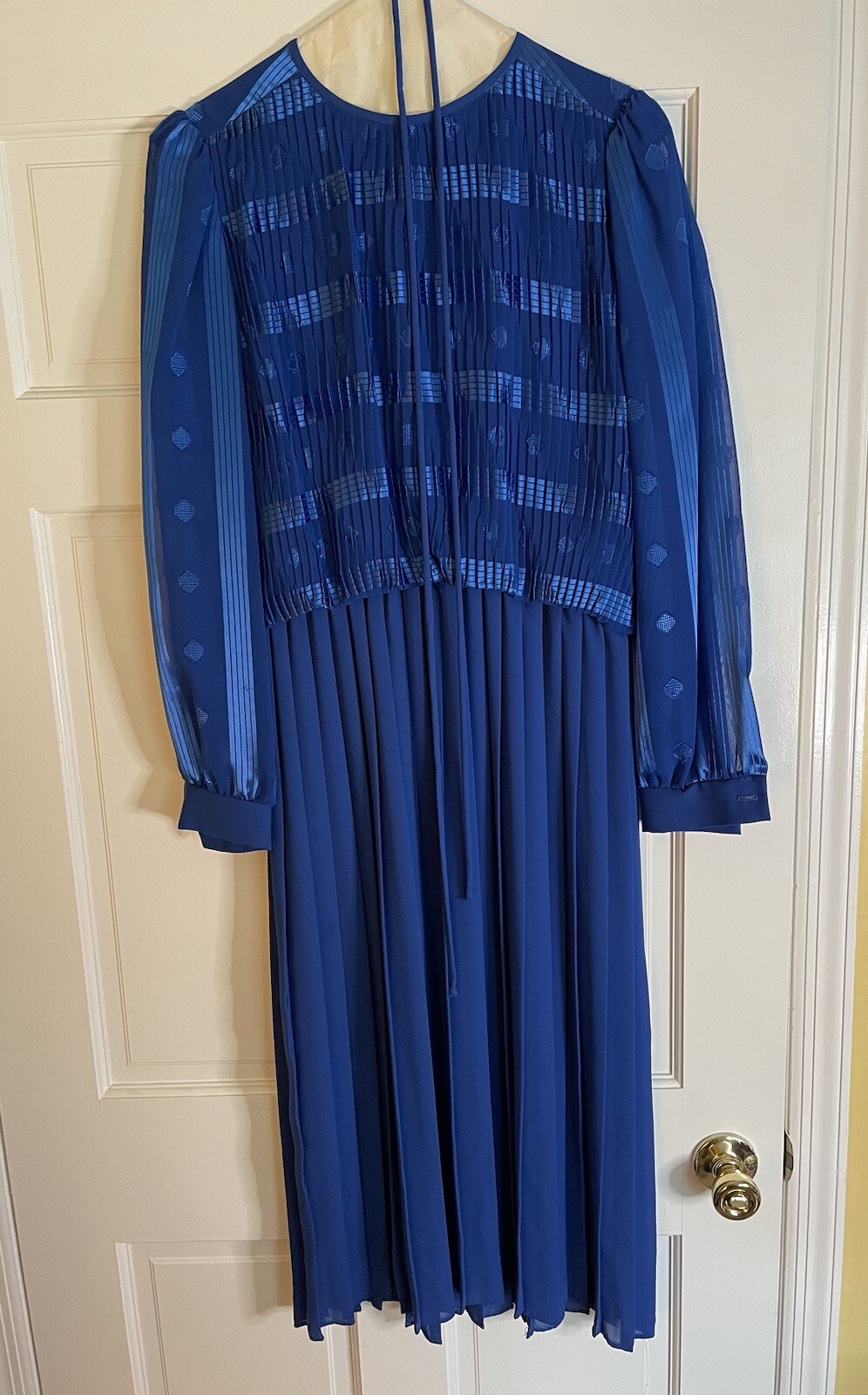 Vintage 80’s Lisa Michaels Womens Party Dress Size 10 Polyester Blue Long Sleeve