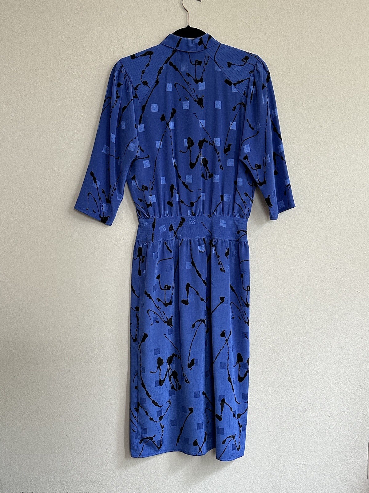 Vintage Billy Jack For Her Dress Size 7/8 Blue With Black Splatter Design