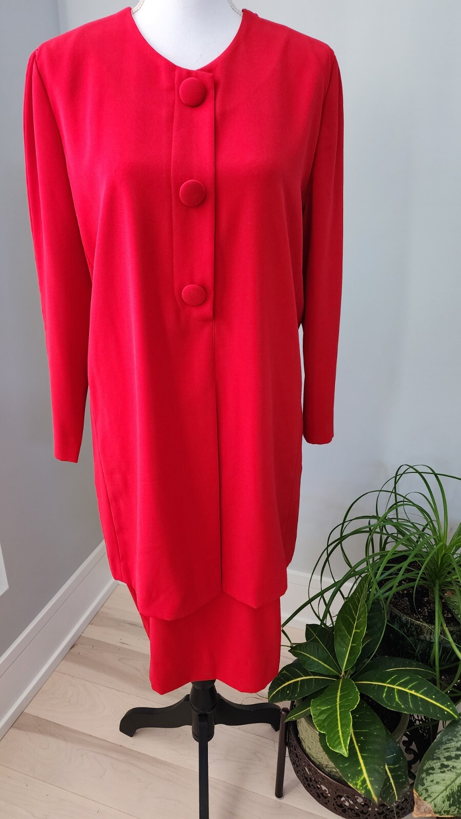 Vintage 1990s Rena Rowan for Saville Red 3/4 Sleeve Sheath Dress Size 10