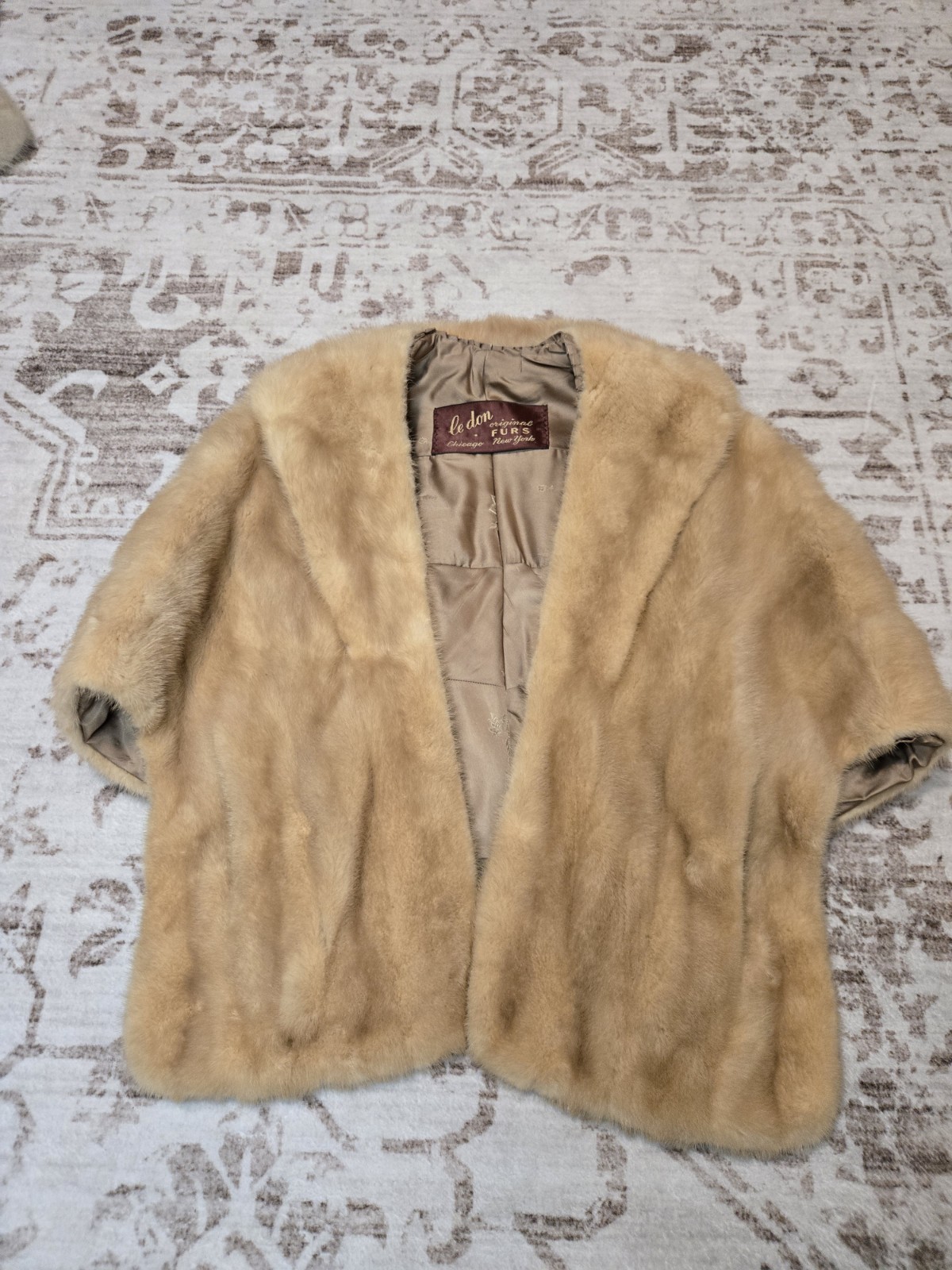 Luxury Vintage Fur Natural Blond Mink Stole Wrap Cape Bolero Formal Bridal Fur