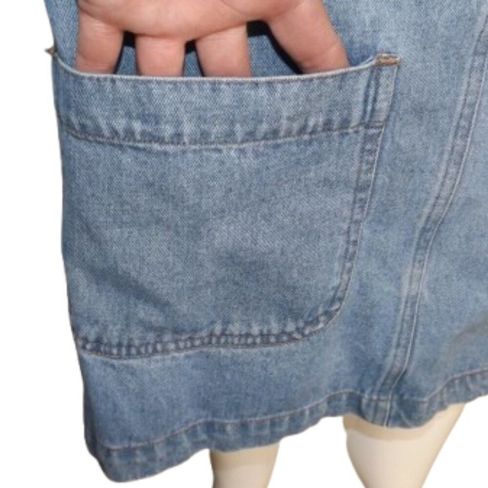 SPEED CONTROL Denim Jumper/Skirt-all, S, Shoulder buckles, Pockets, Vinyl straps