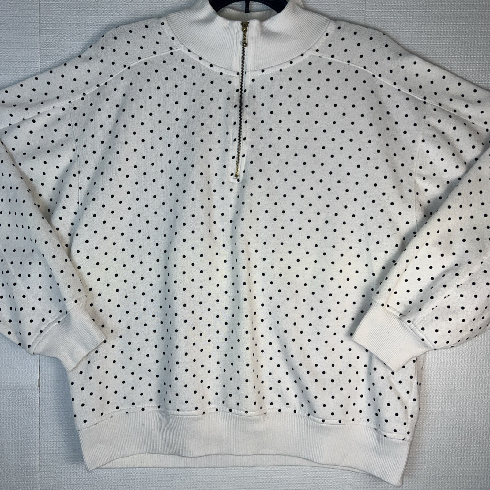 Vintage 80s/90s Woman’s Trend Basics Polka Dots Sweater Half-zip Design Sz Large