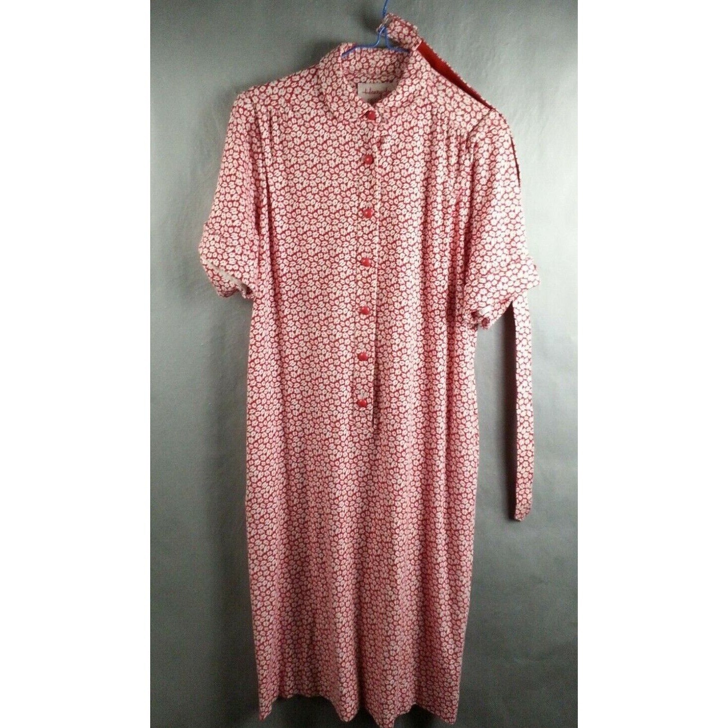 Henry Lee Petites Vintage 1960s 70s Dress Red White W/ Belt Womens Size 10