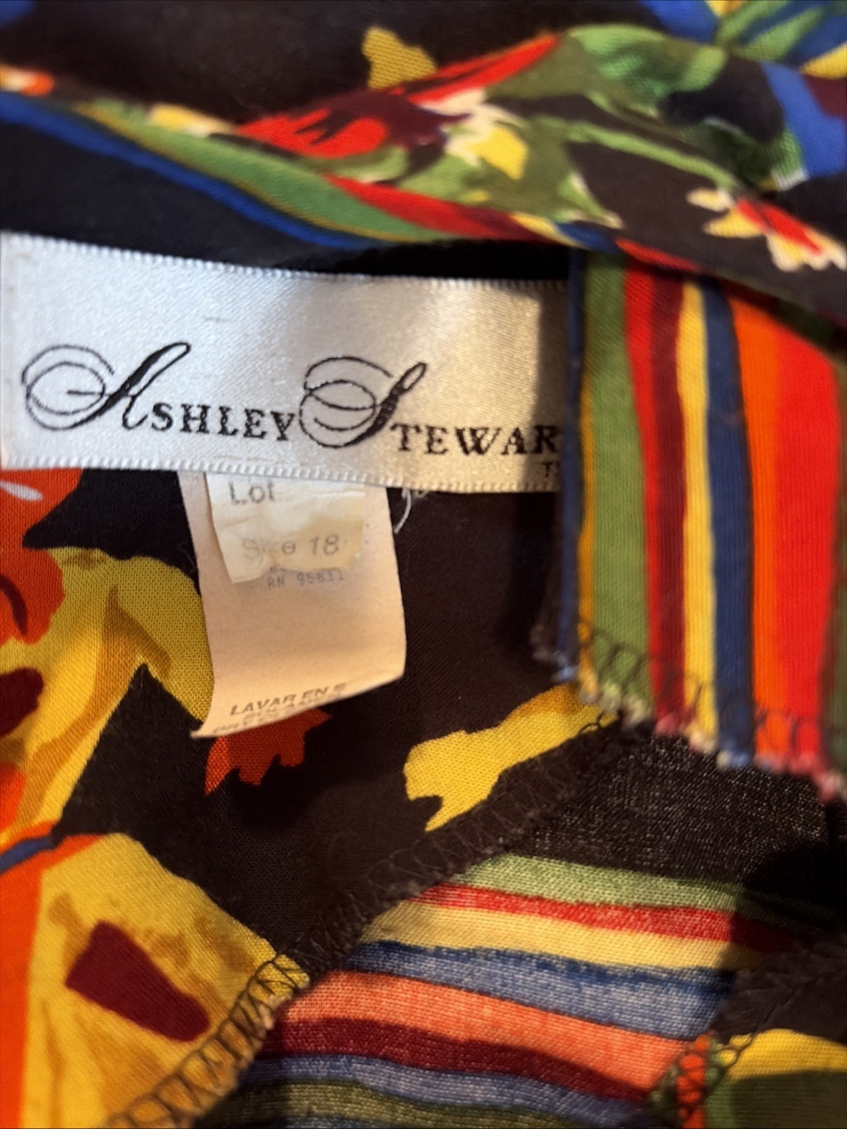 Vintage 80s 90s Ashley Stewart Size 18 Colorful Folk Art Sarong Wrap Dress