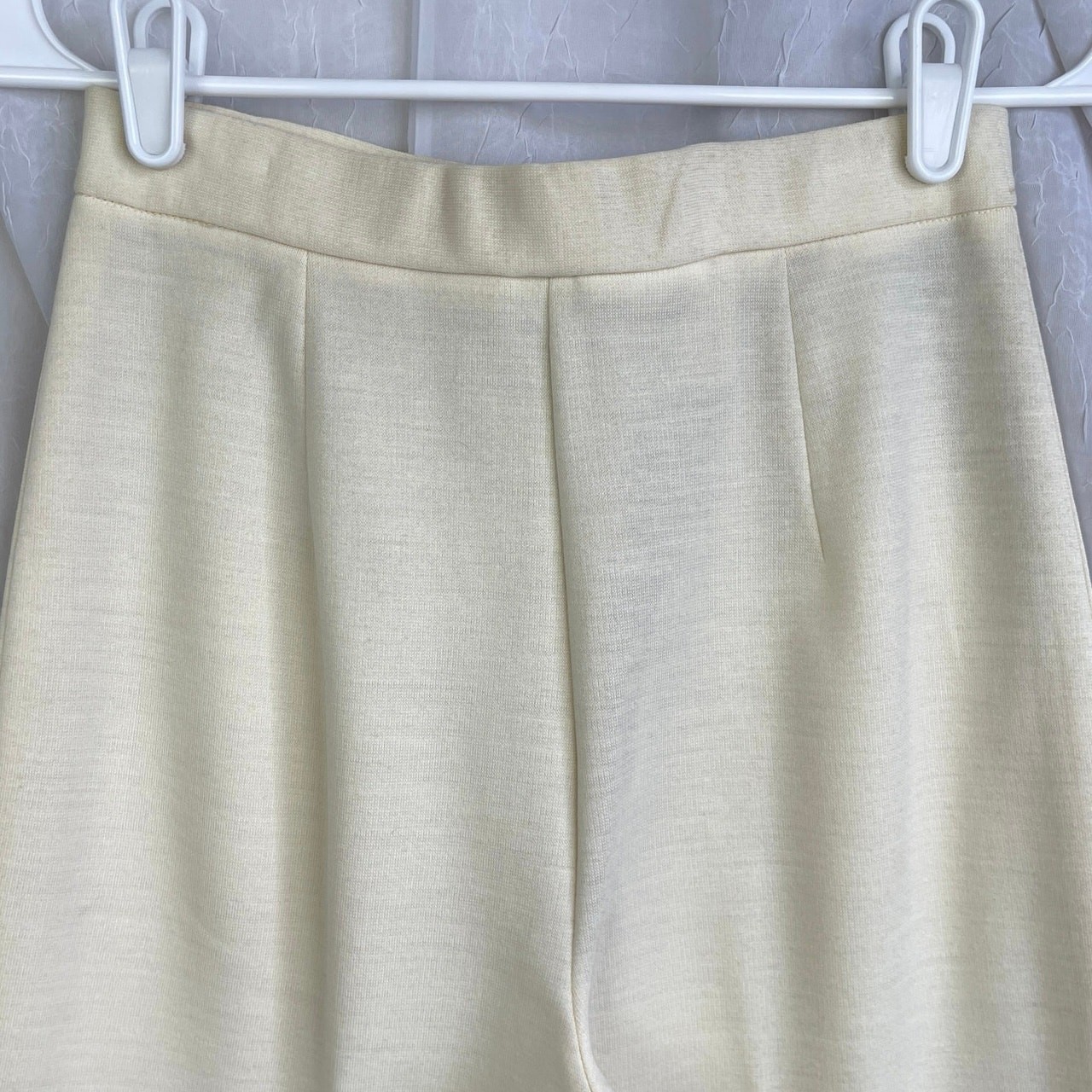 VTG 70’s Cream Blazer Jacket & High Waist Wide Leg Pants Suit Set Retro Size XS