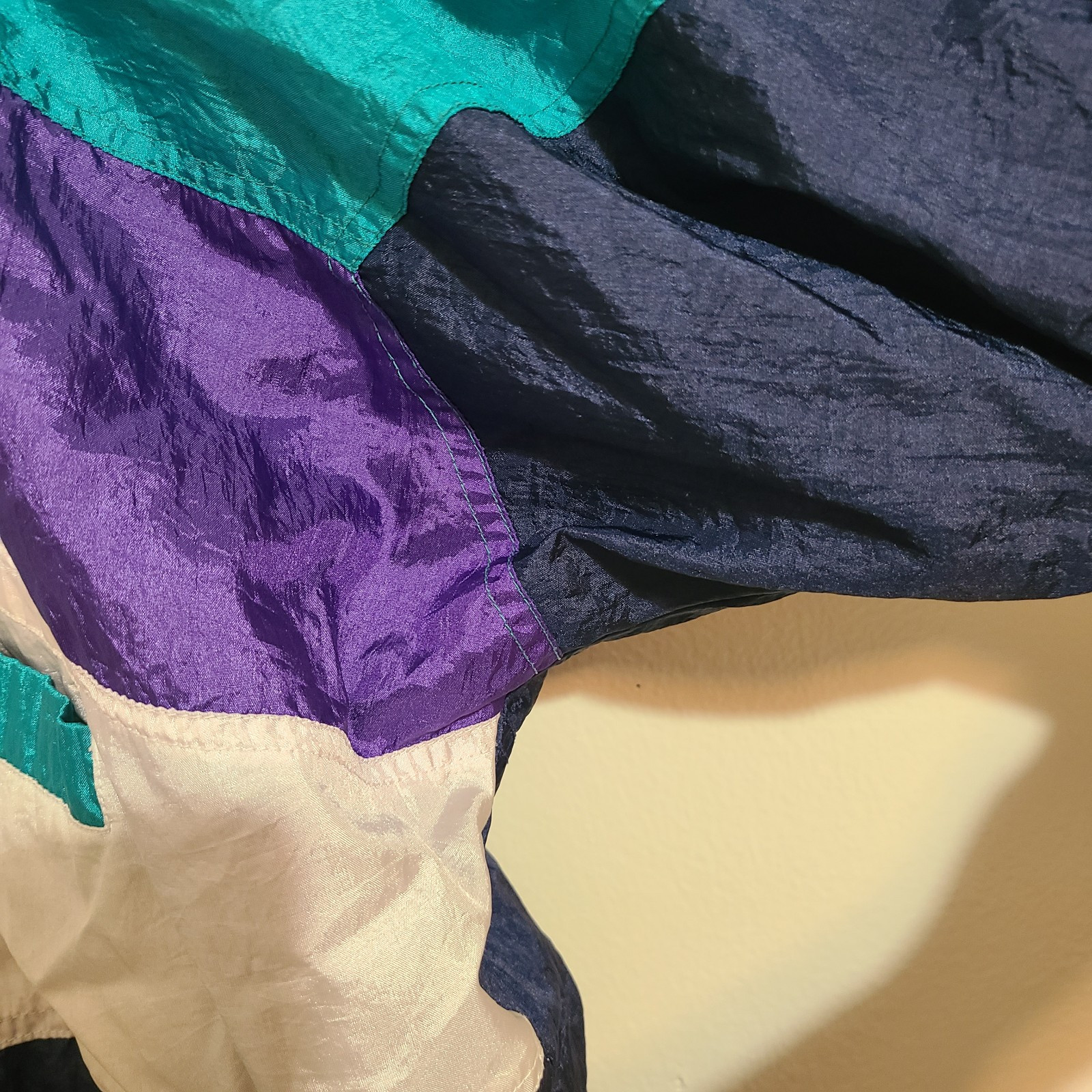 Andy Johns Winter Color Block Teal Purple White Jacket VTG Size Large Womens