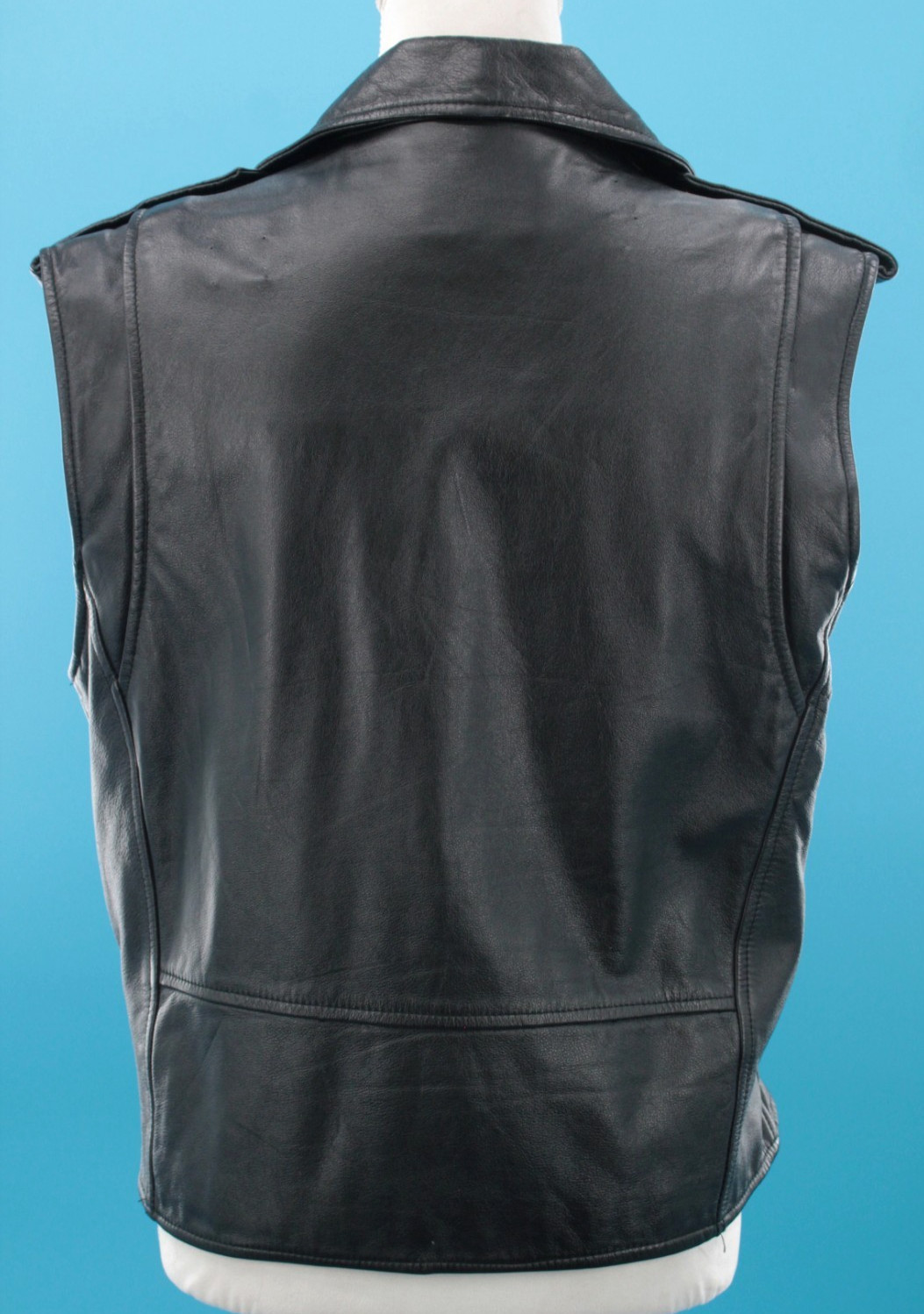 VTG Women’s 90s DKNY Black Leather Biker Jacket Vest Sz M 1990s Motorcycle
