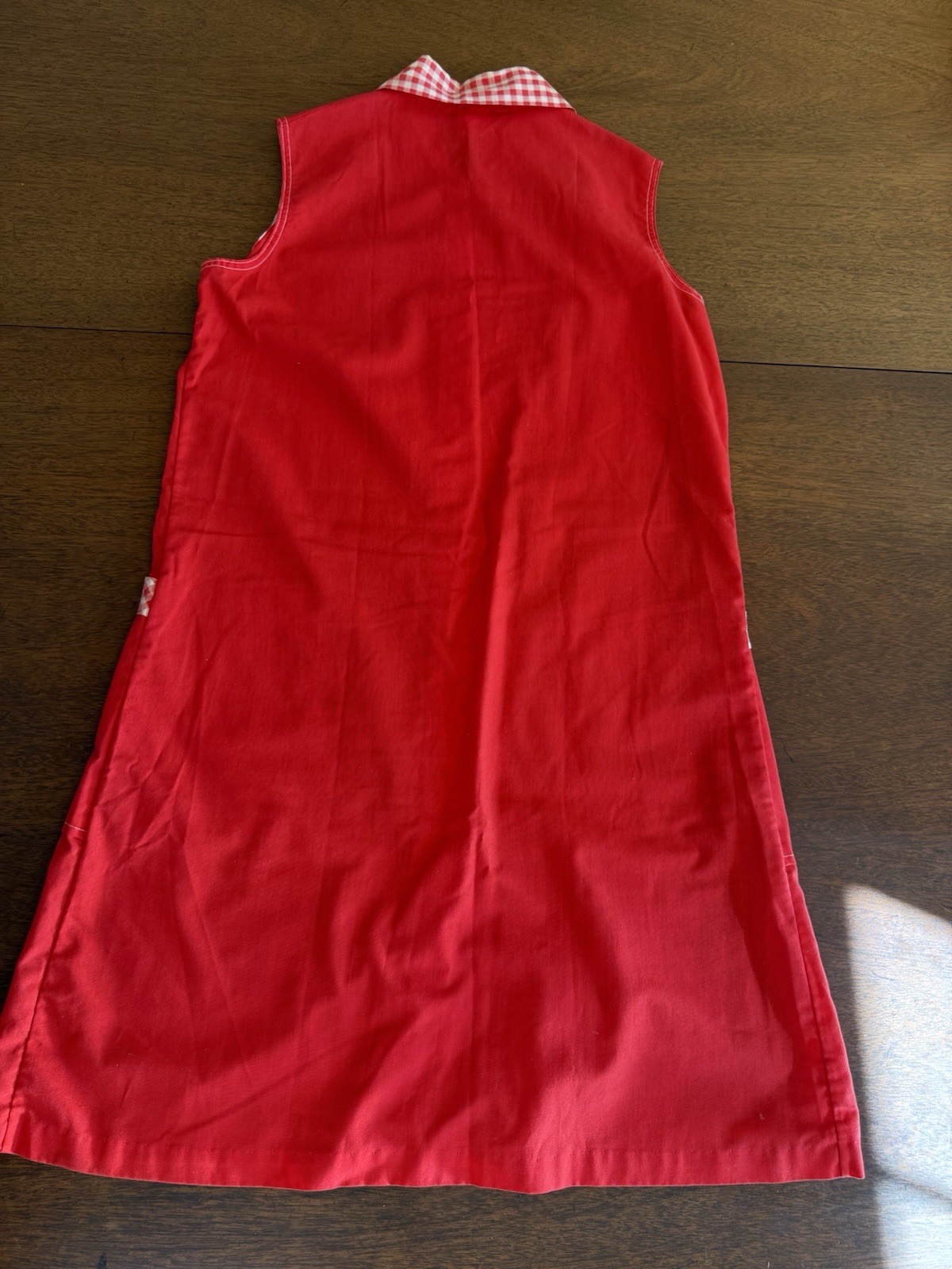 Vintage Go-in’s By Danville Red Dress M 14/16 Gingham Detail Pockets Collar